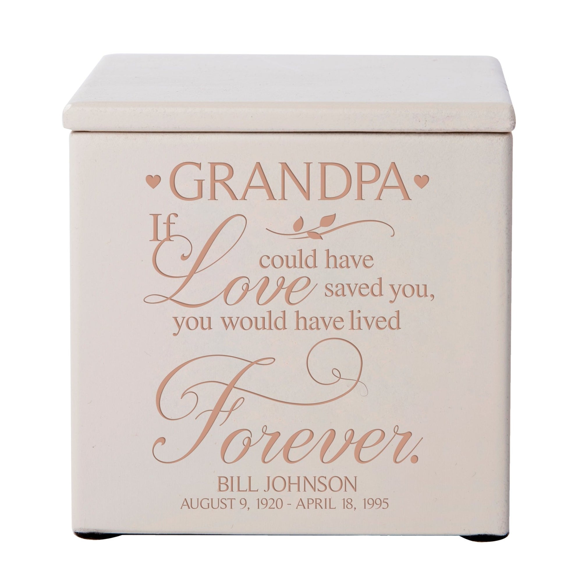 Custom Memorial Handcrafted Wooden Keepsake Urn Box for Grandpa