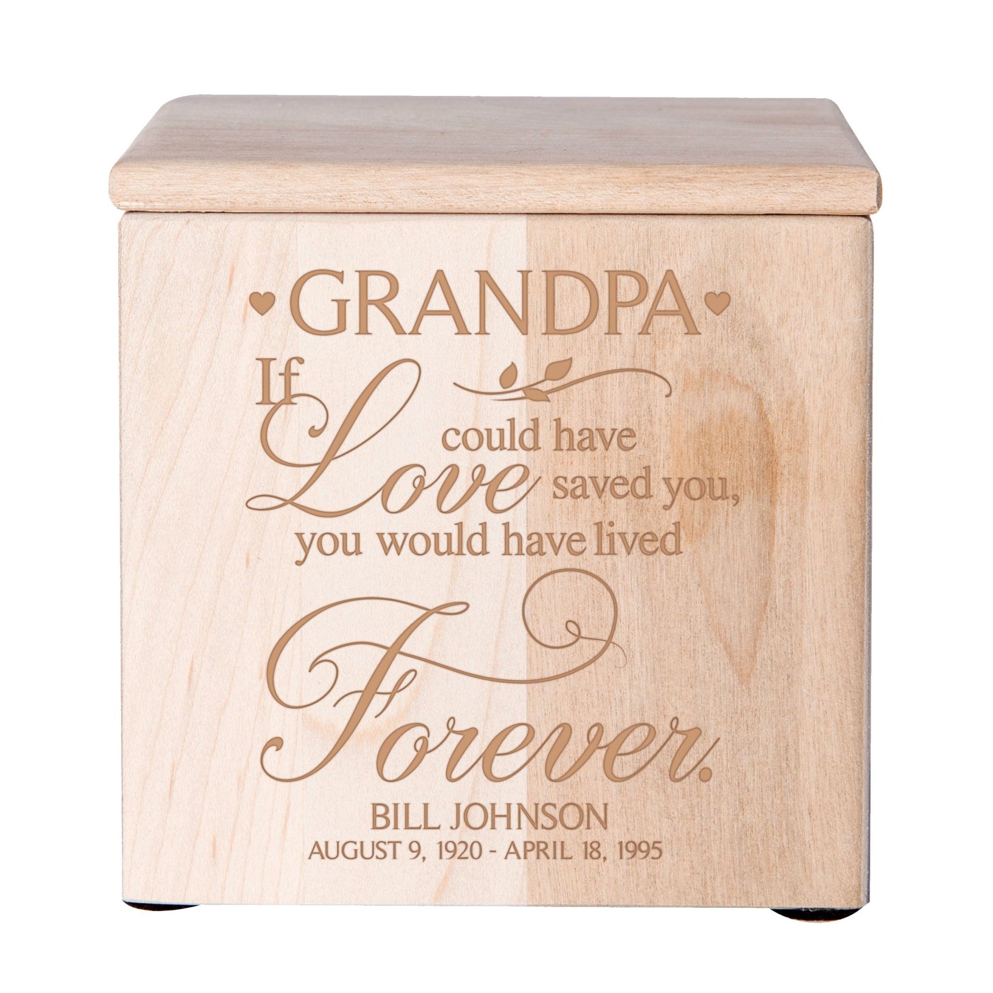 Custom Small Funeral Wooden Cremation Urn Box for Grandpa