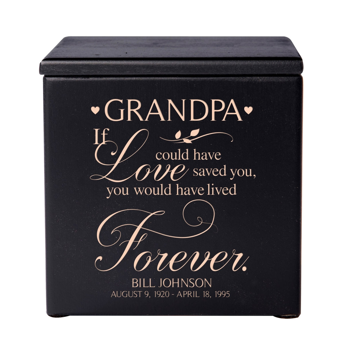 Personalized Memorial Wooden Keepsake Urn for Grandpa