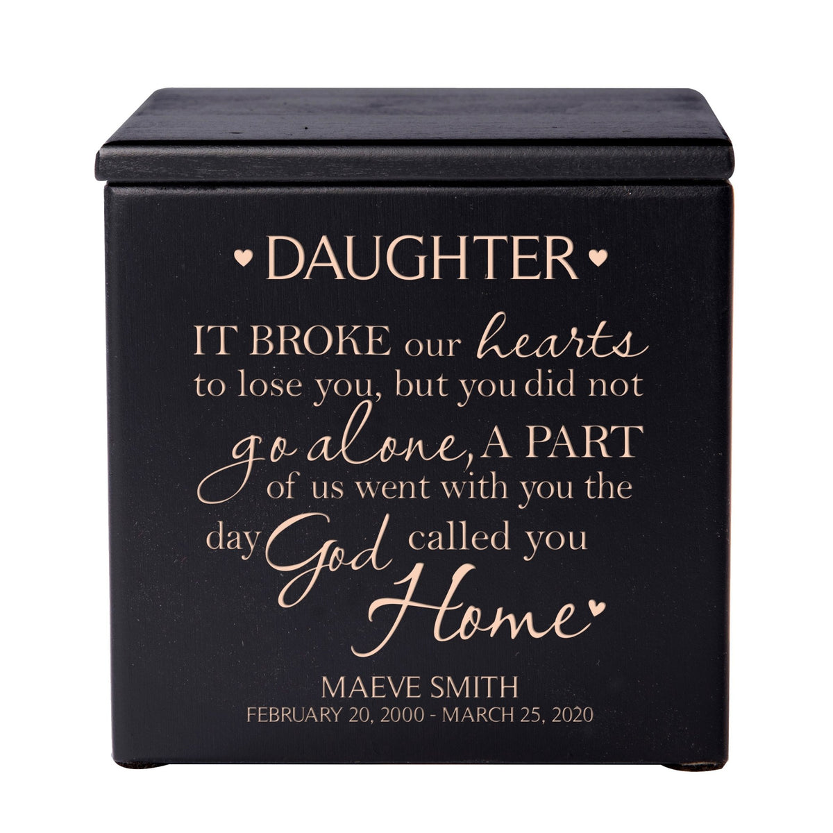 Custom Small Funeral Wooden Cremation Urn Box for Daughter