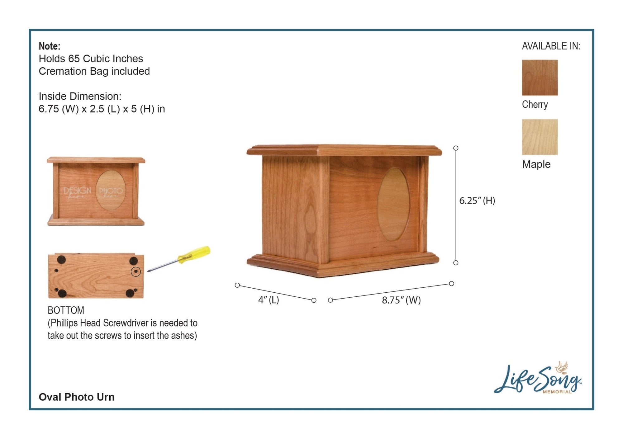 Custom Memorial Cremation Urn Box for Human Ashes holds 2x3 photo and holds 65 cu in In Loving Memory (fisherman) - LifeSong Milestones