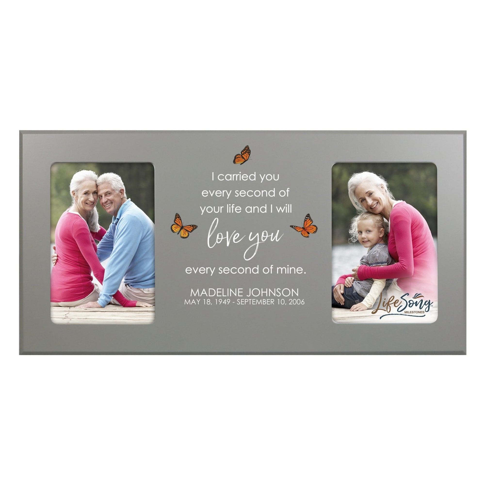 Custom Memorial Picture Frame 16x8in Holds Two 4x6in Photos - I Carried You Every - LifeSong Milestones