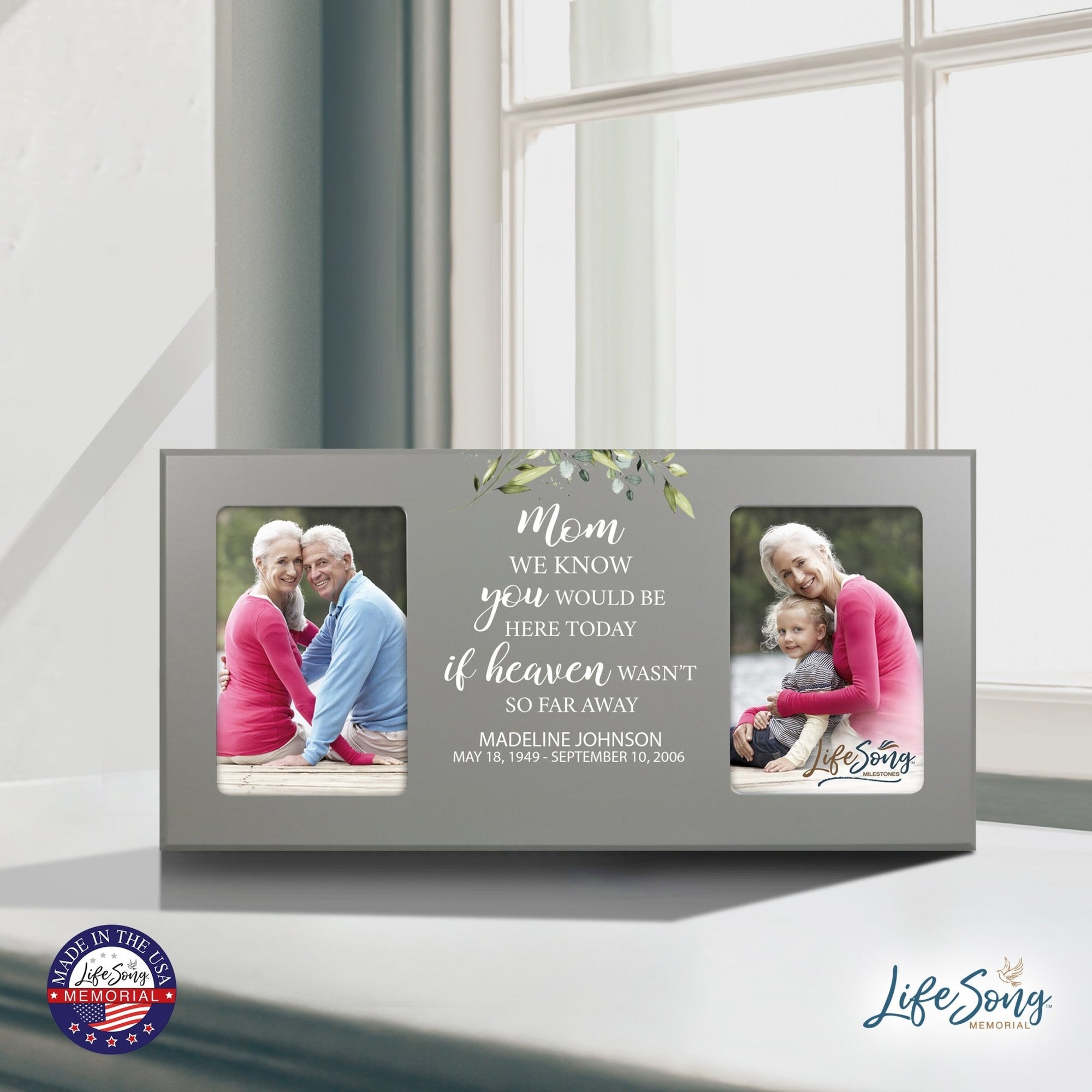 Custom Memorial Picture Frame 16x8in Holds Two 4x6in Photos - Mom, We Know You Would - LifeSong Milestones