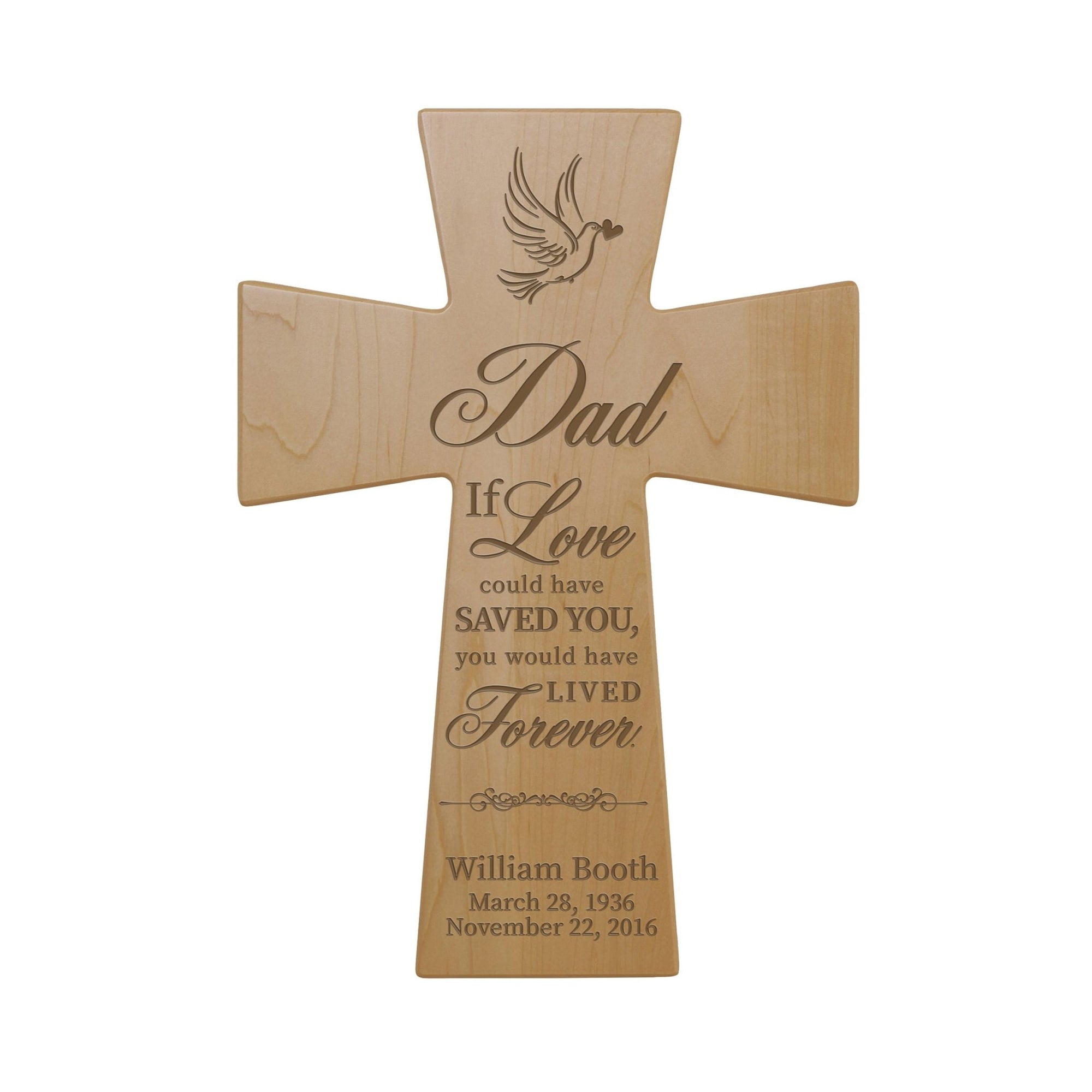 Custom Memorial Wooden Cross 7x11 Dad, If Love Could - LifeSong Milestones