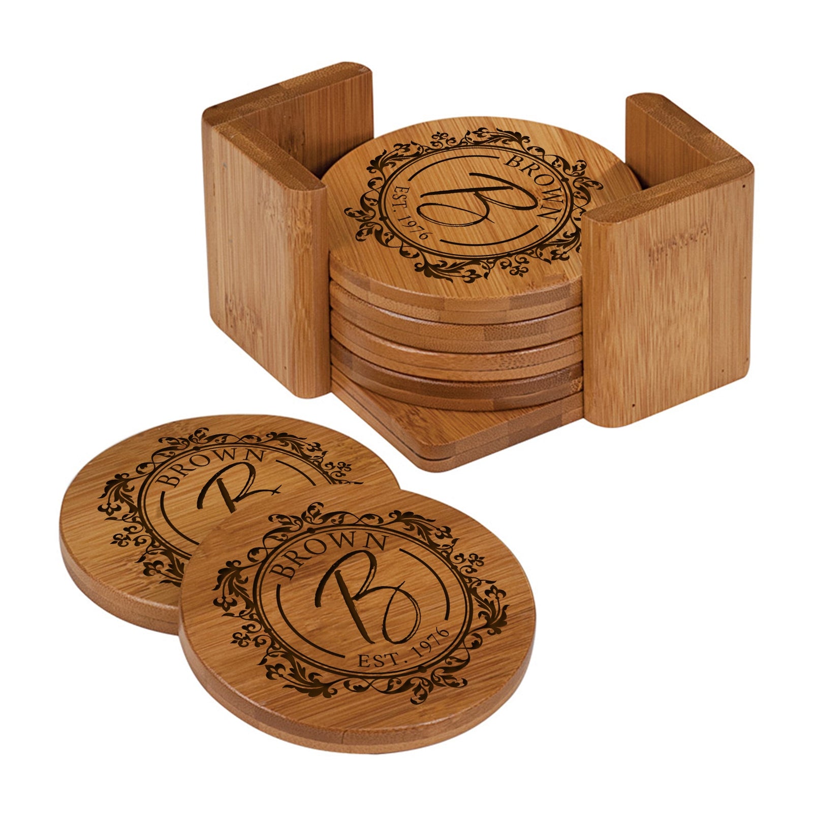 Personalized top Engraved Maryland State Puzzle 4 Piece Bamboo Coaster Set with Case