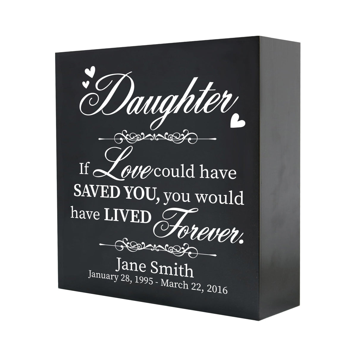 Custom Shadow Box 10x10 Daughter, If Love Could Wooden Remembrance - LifeSong Milestones