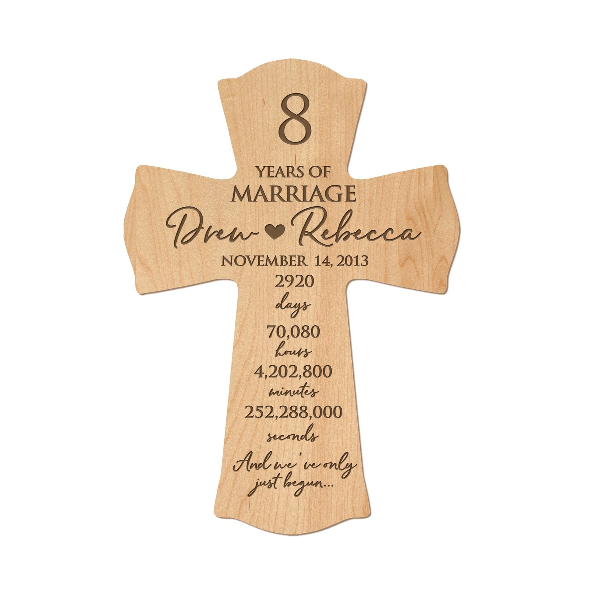 Lifesong Milestones Elegant Personalized Wall Cross – Ideal 8th Anniversary Gift for Couple