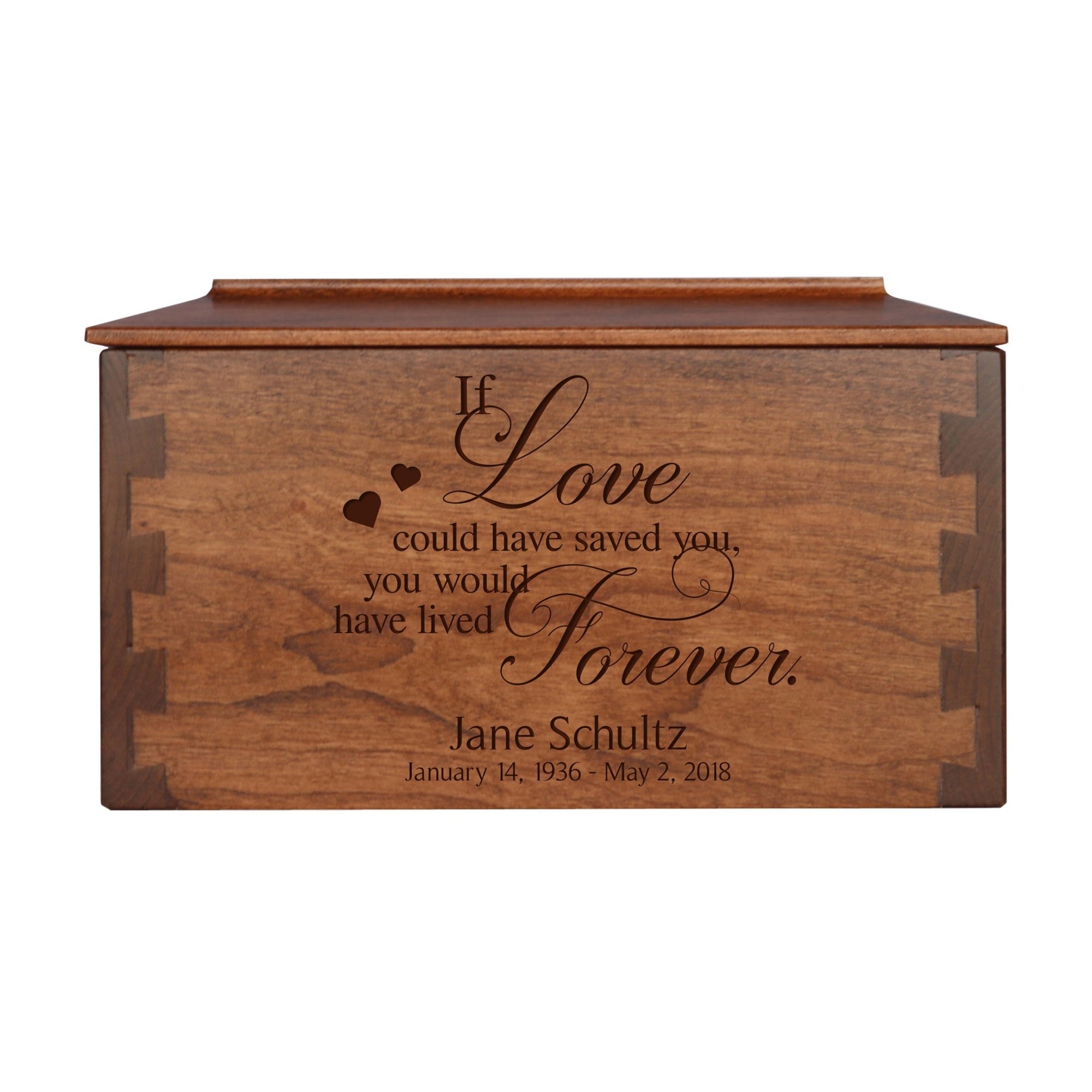 Custom Wooden Cremation Urn Box Medium for Human Ashes holds 146 cu in If Love Could Have - LifeSong Milestones