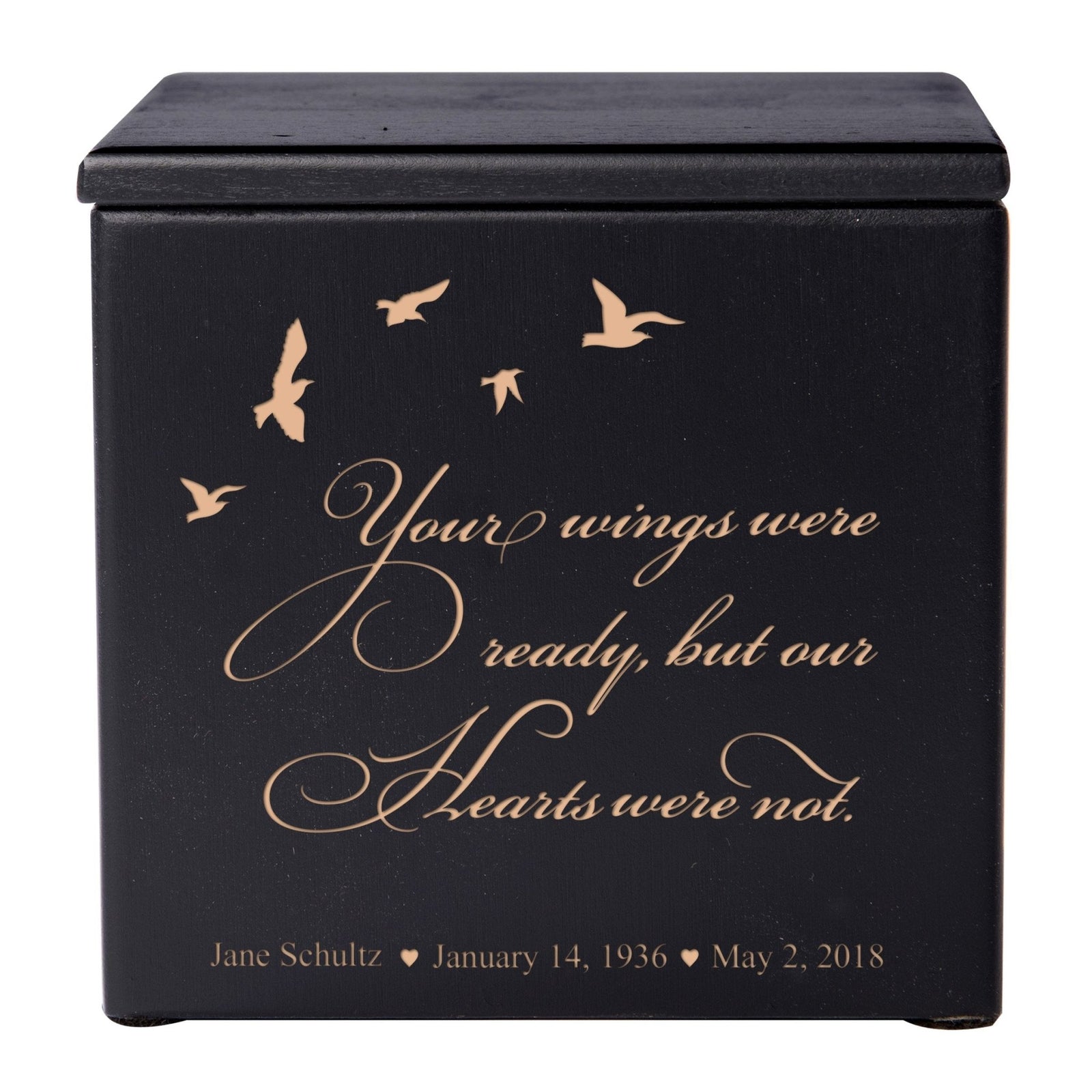 Elegant Engraved Small Wooden Urn Box for Adult Remains 