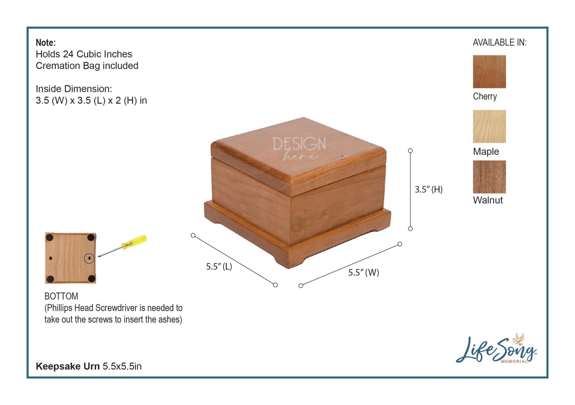Custom Wooden Cremation Urn for Human Ashes 5.5 x 5.5 Those Who - LifeSong Milestones