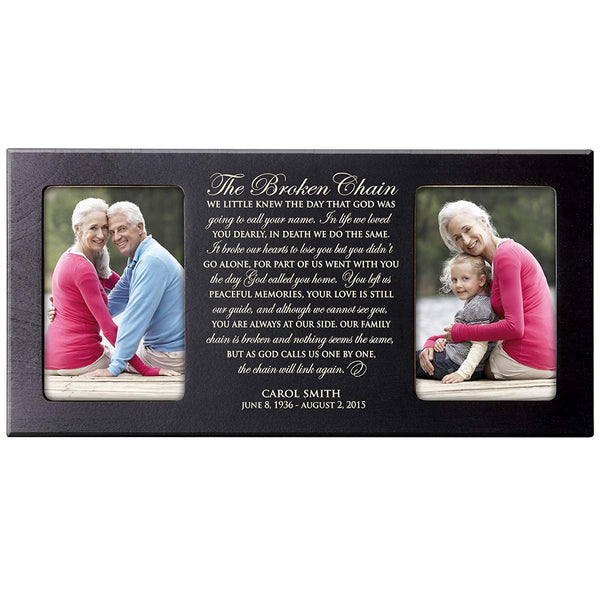 Custom Wooden Memorial Double Picture Frame Holds 2-4x6 Photo - in Loving Memory Cherry