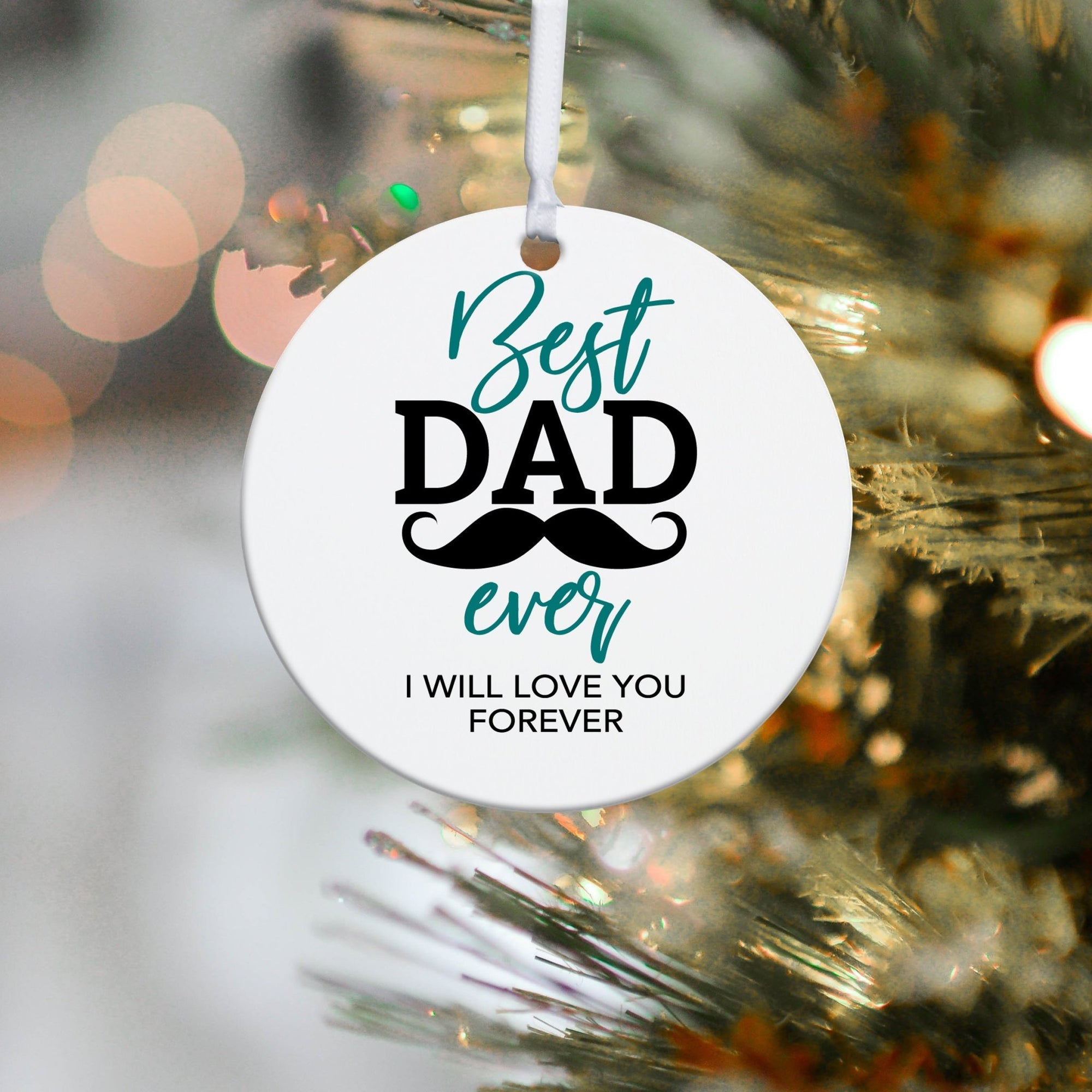 Dads White Ornament With Inspirational Message Gift Ideas - Best Dad Ever! - LifeSong Milestones