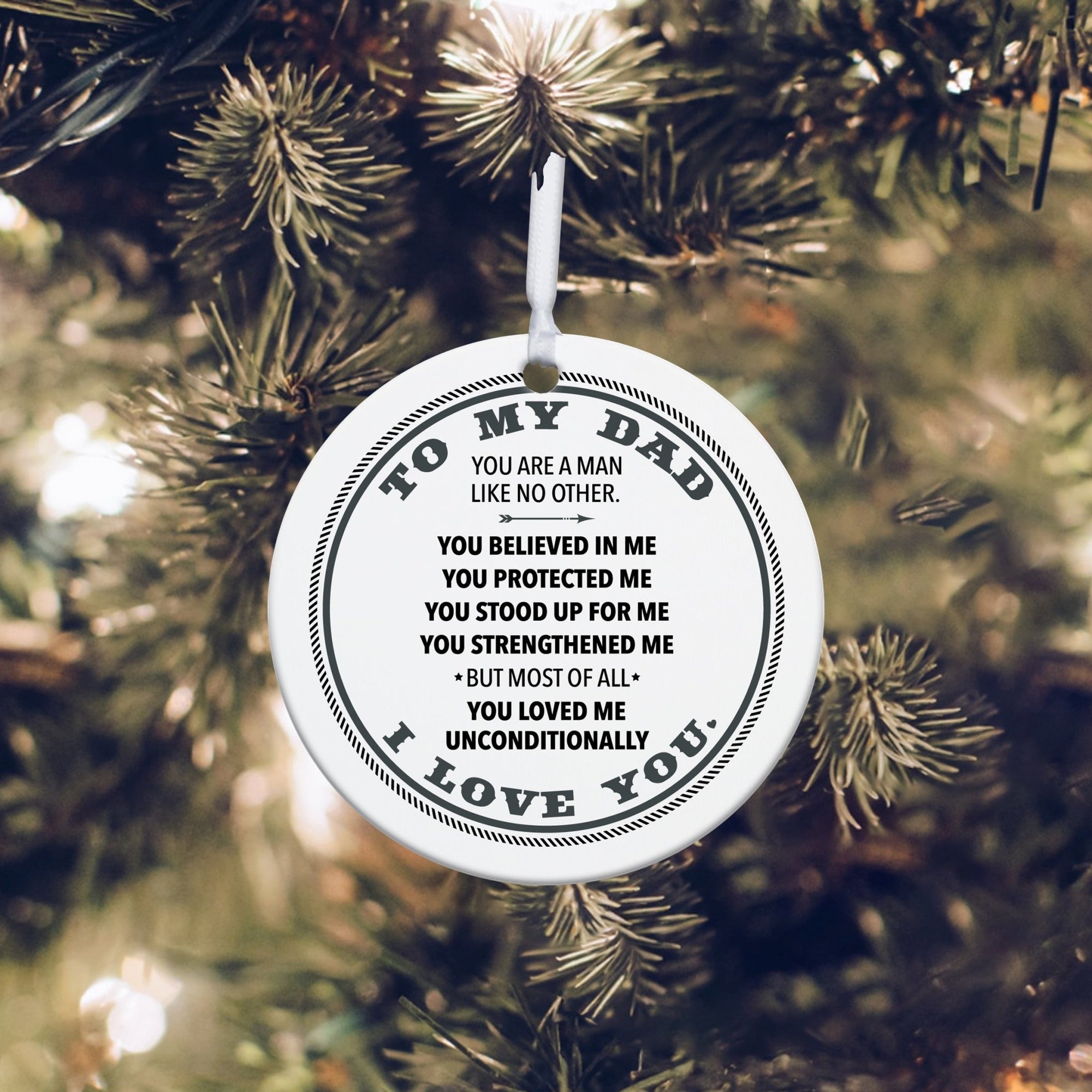 Dads White Ornament With Inspirational Message Gift Ideas - To My Dad - LifeSong Milestones