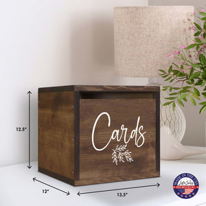 Elegant and Durable Pine Wood Wedding Card Box (Family Name Initial 2) Walnut