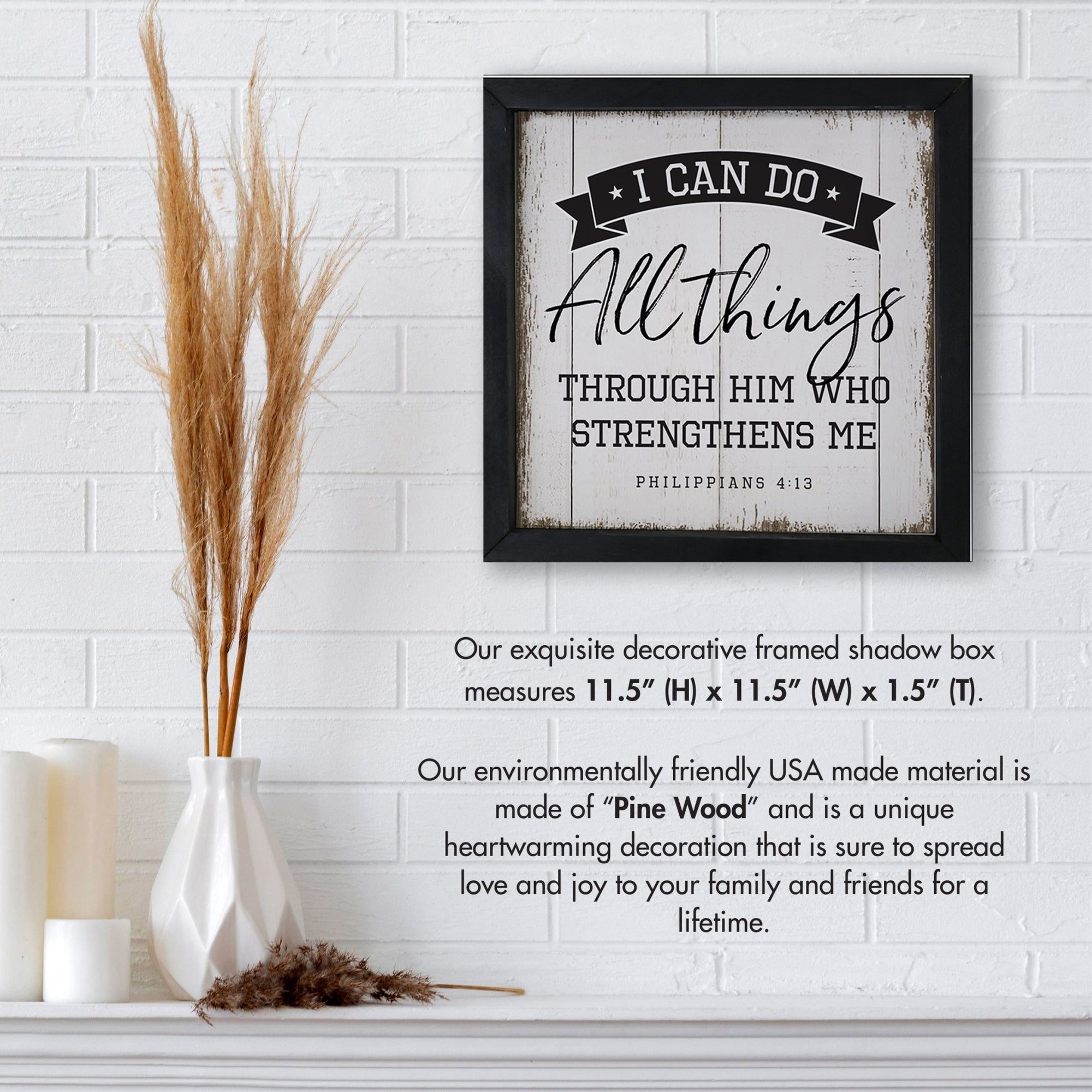 Elegant Baseball Framed Shadow Box Shelf Décor With Inspiring Bible Verses - I Can Do All Things - LifeSong Milestones