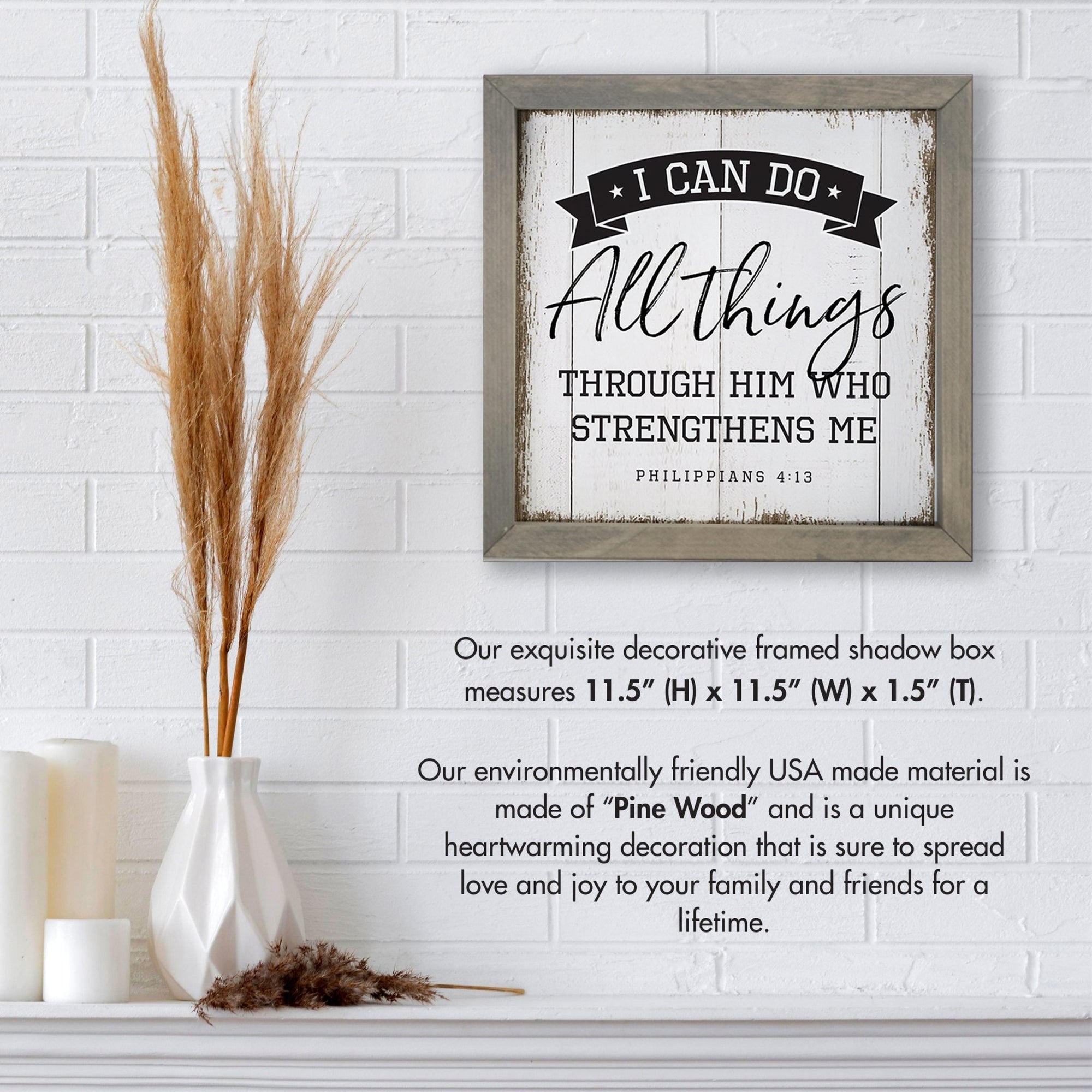 Elegant Baseball Framed Shadow Box Shelf Décor With Inspiring Bible Verses - I Can Do All Things - LifeSong Milestones