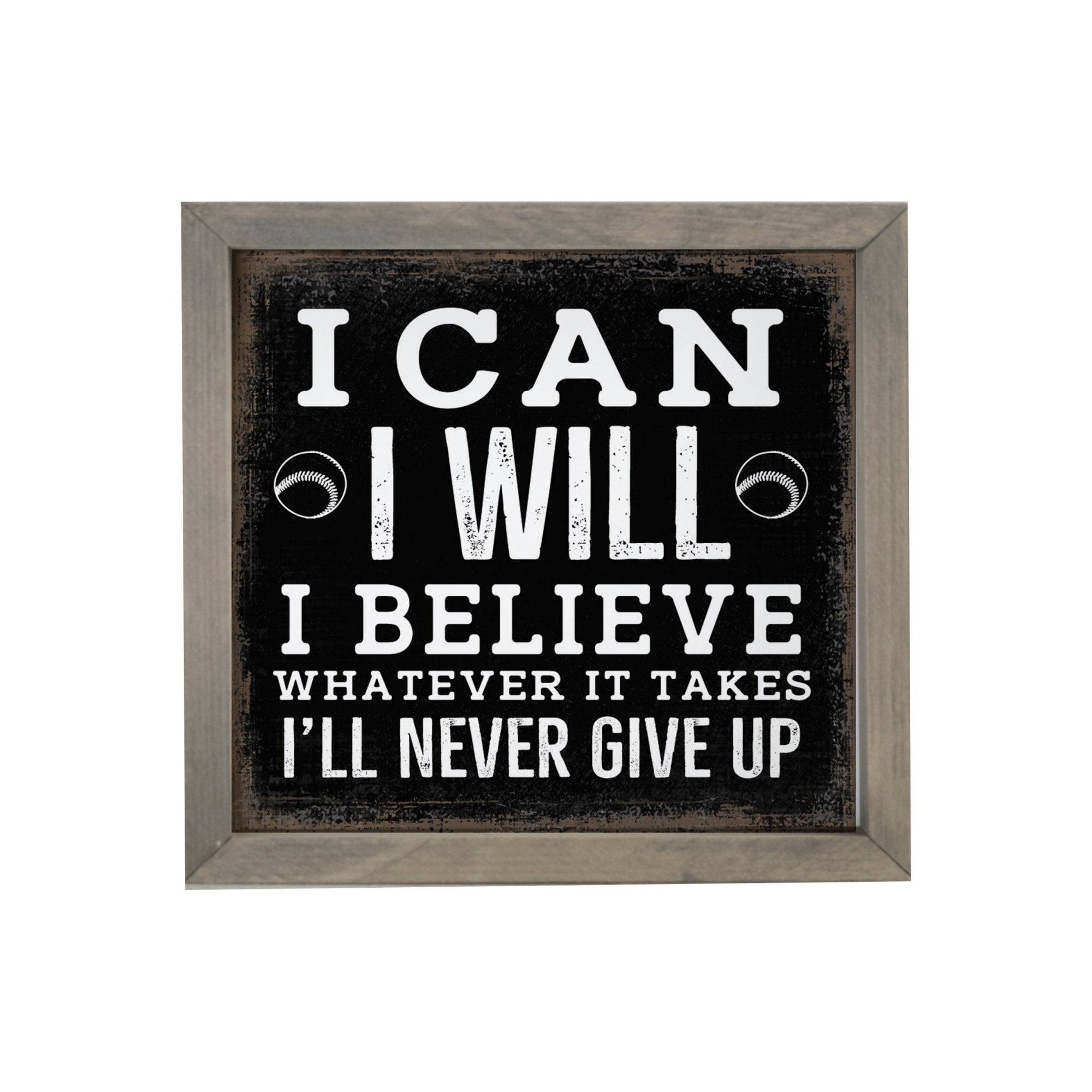 Elegant Baseball Framed Shadow Box Shelf Décor With Inspiring Bible Verses - I Can, I Will - LifeSong Milestones