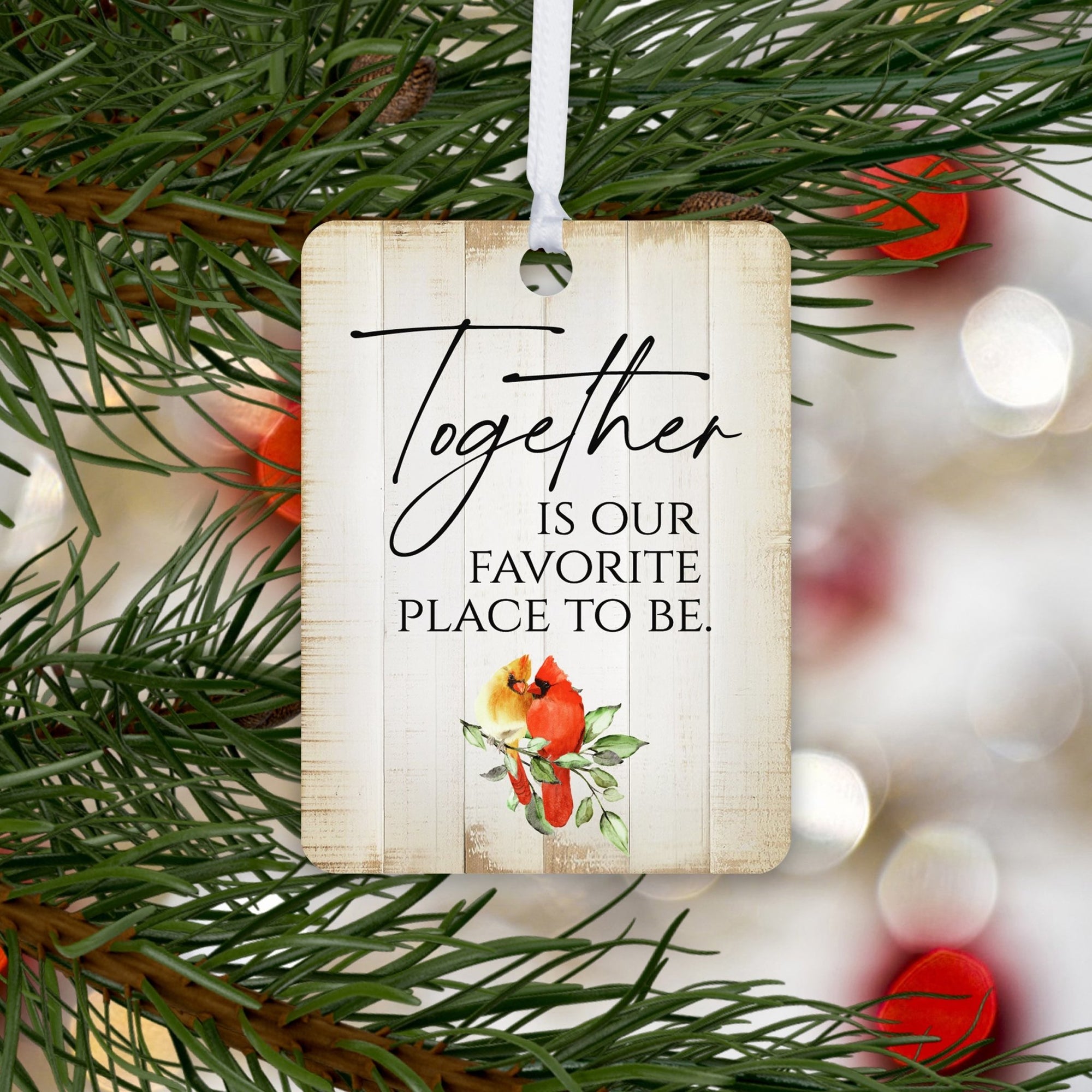 Elegant Vertical Cardinal Wooden Ornament With Everyday Verses Gift Ideas - Together Is Our - LifeSong Milestones