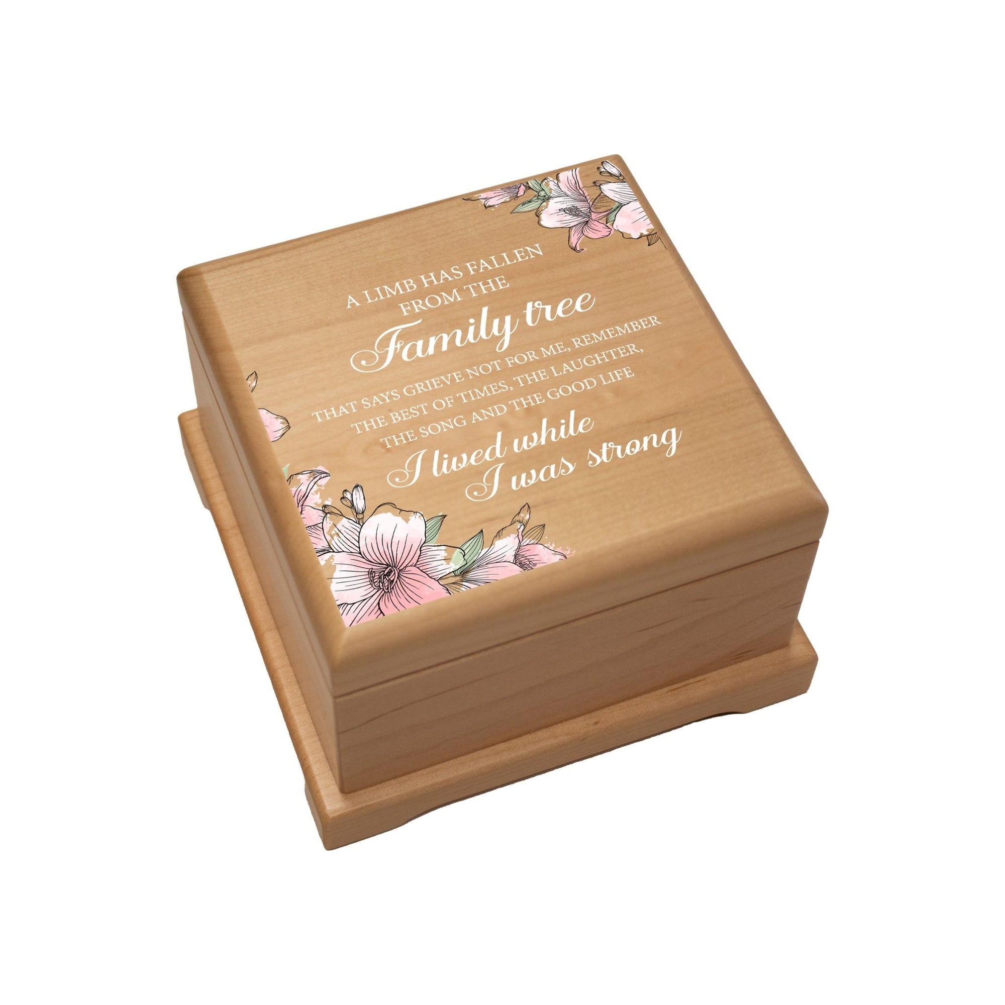 Wooden Memorial Floral Cremation Urn Box for Human Ashes