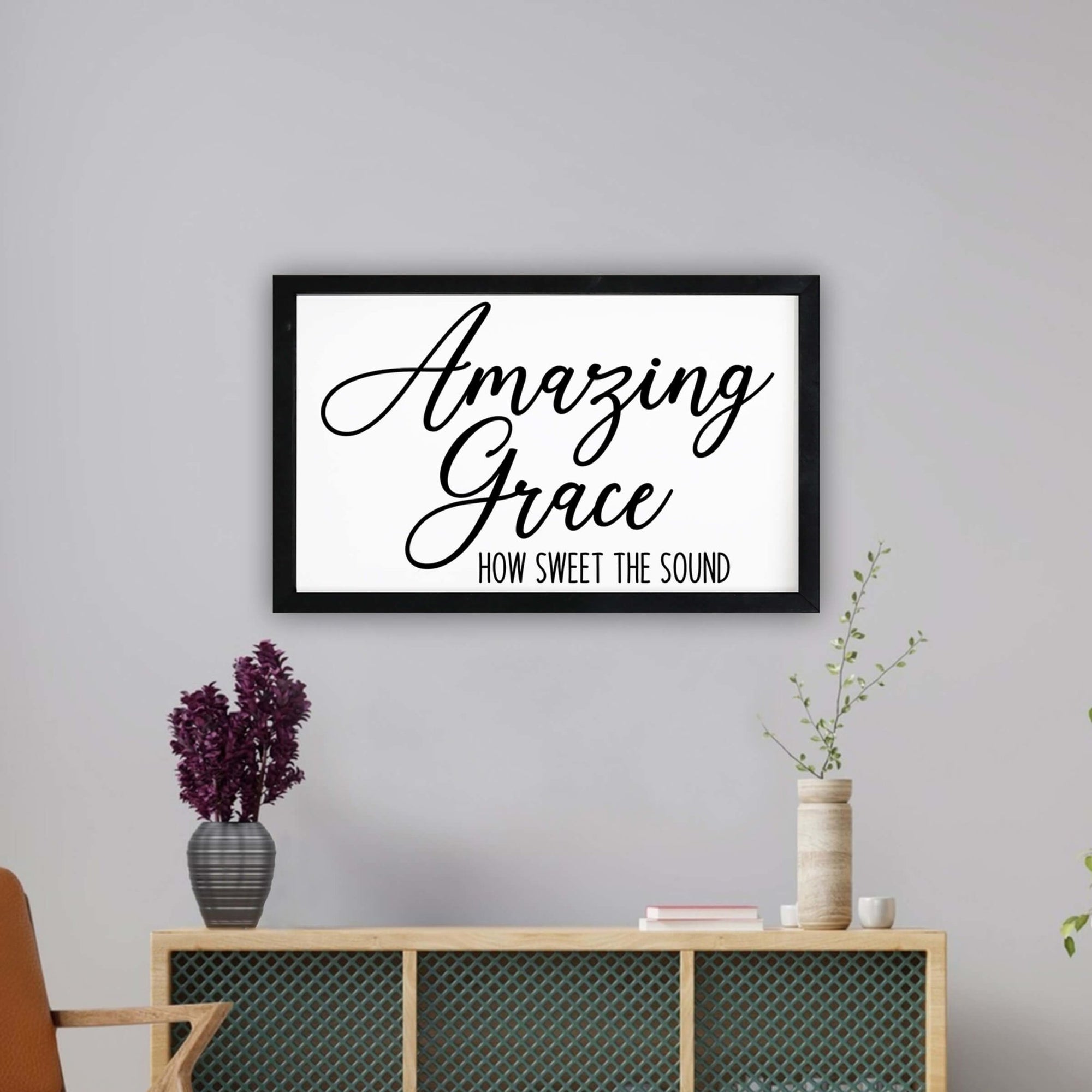 Framed Shadow Box White Church Wall Décor – Amazing Grace - LifeSong Milestones