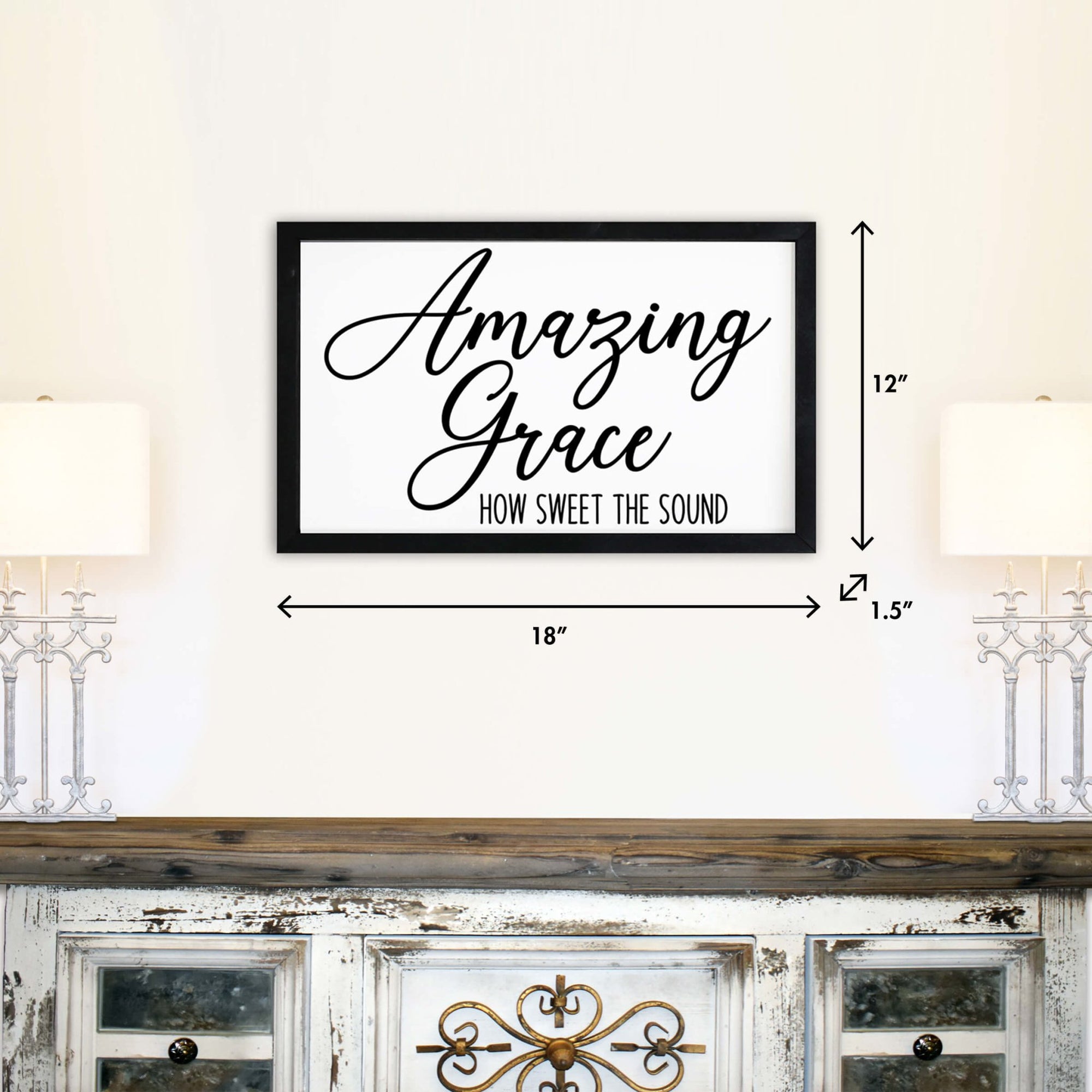 Framed Shadow Box White Church Wall Décor – Amazing Grace - LifeSong Milestones