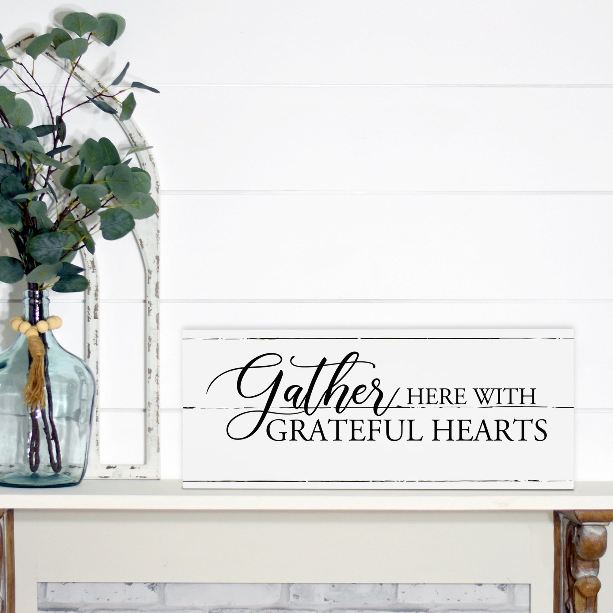 Home And Family Tabletop, Countertop, And Shelf Décor And Gift Ideas - Gather Here With Grateful Hearts - LifeSong Milestones