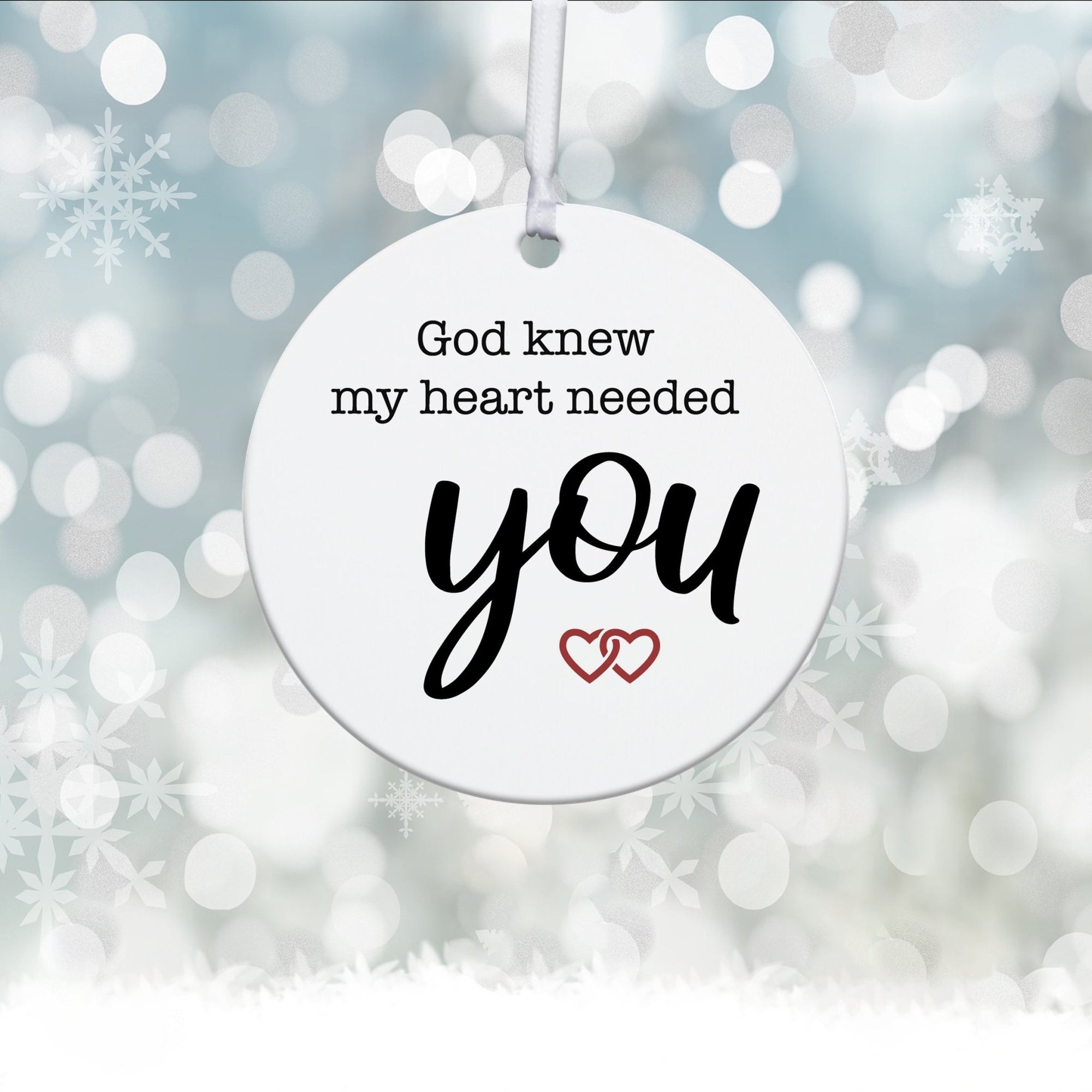 Husband / Boyfriend White Ornament With Inspirational Message Gift Ideas - God Knew My Heart Needed You - LifeSong Milestones