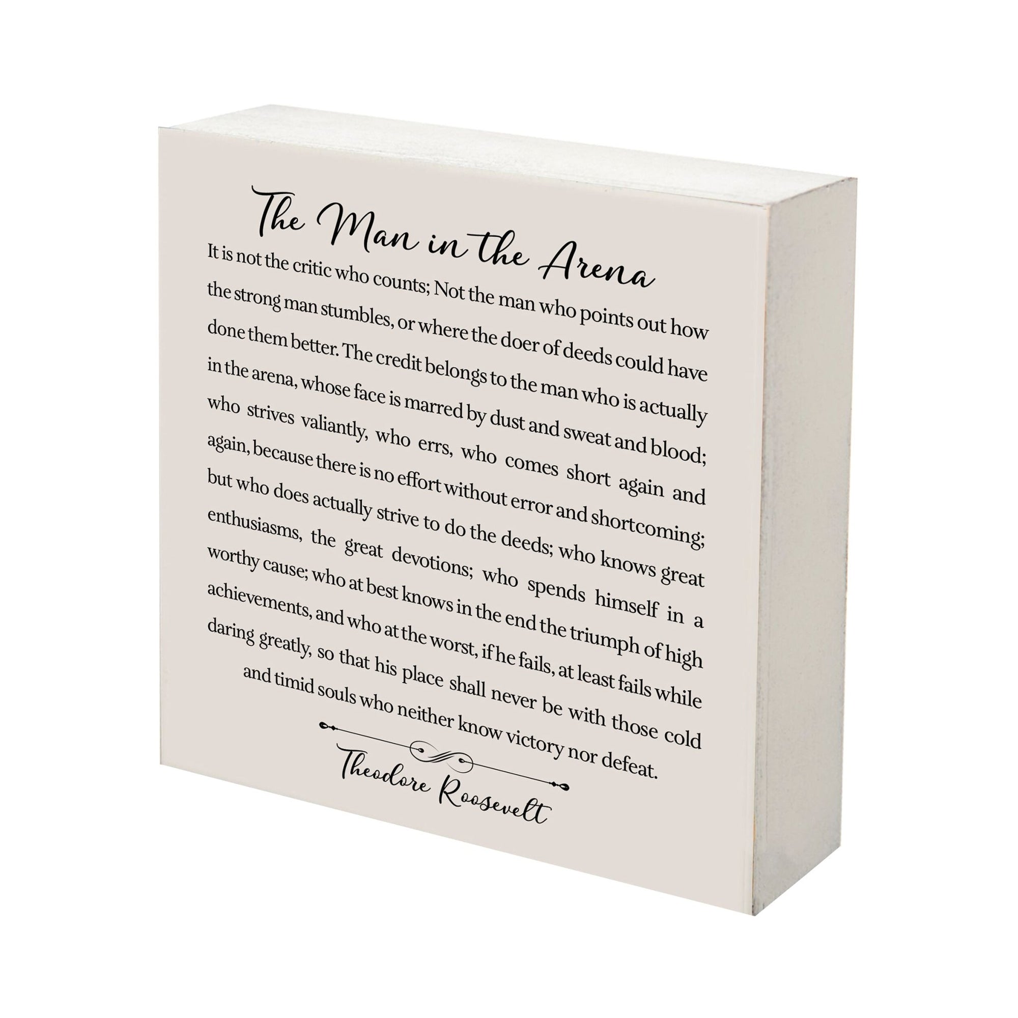 Inspirational 6x6 Shadow Box The Man In The Arena - LifeSong Milestones