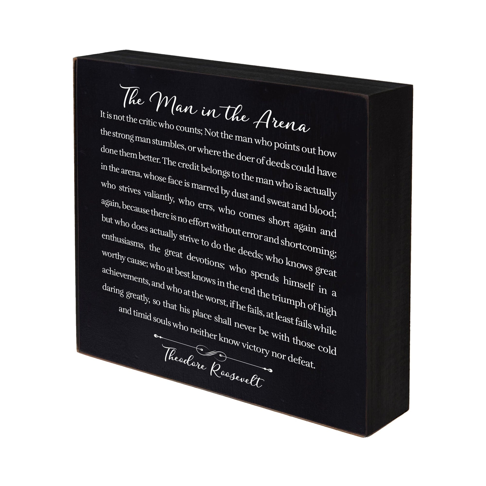 Inspirational 6x6 Shadow Box The Man In The Arena - LifeSong Milestones