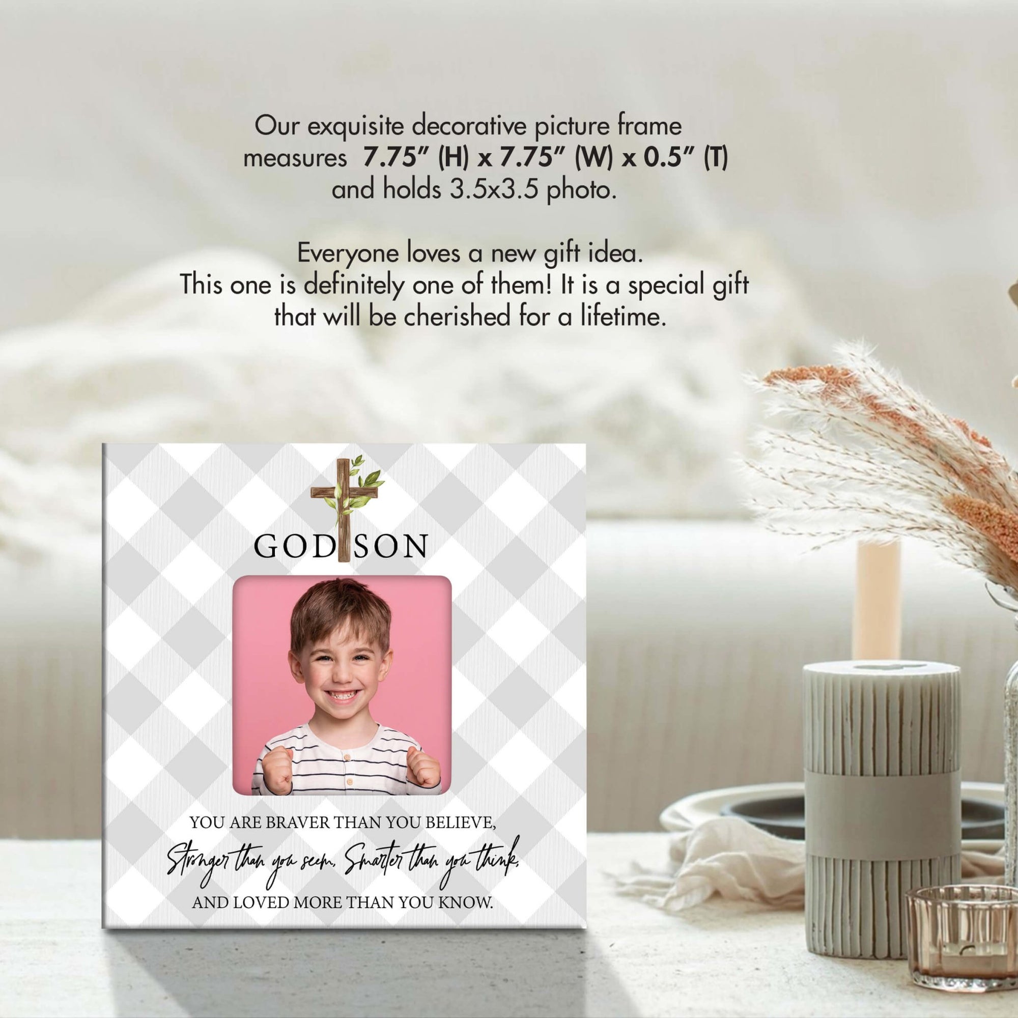 Inspirational Wooden Picture Frame for Godson - LifeSong Milestones