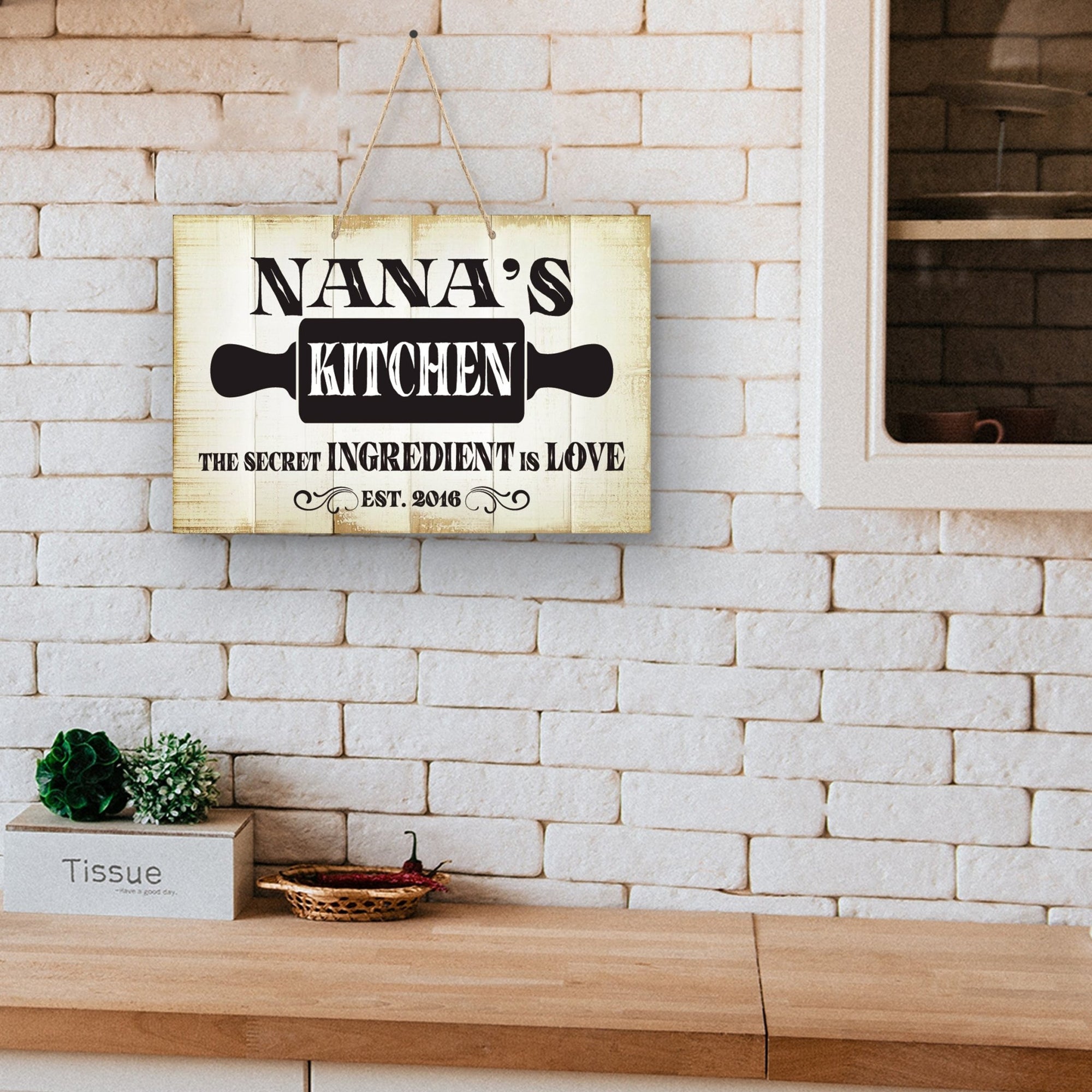 Inspirational Wooden Rustic Wall Hanging Rope Sign Kitchen Home Décor - The Secret Ingredient [KITCHEN] - LifeSong Milestones