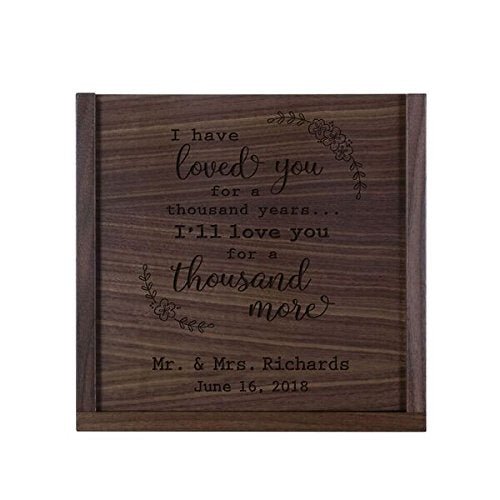 Lifesong Milestones Personalized I Have Loved You Wooden Wedding Card Box Custom with Sliding Top Dark Walnut