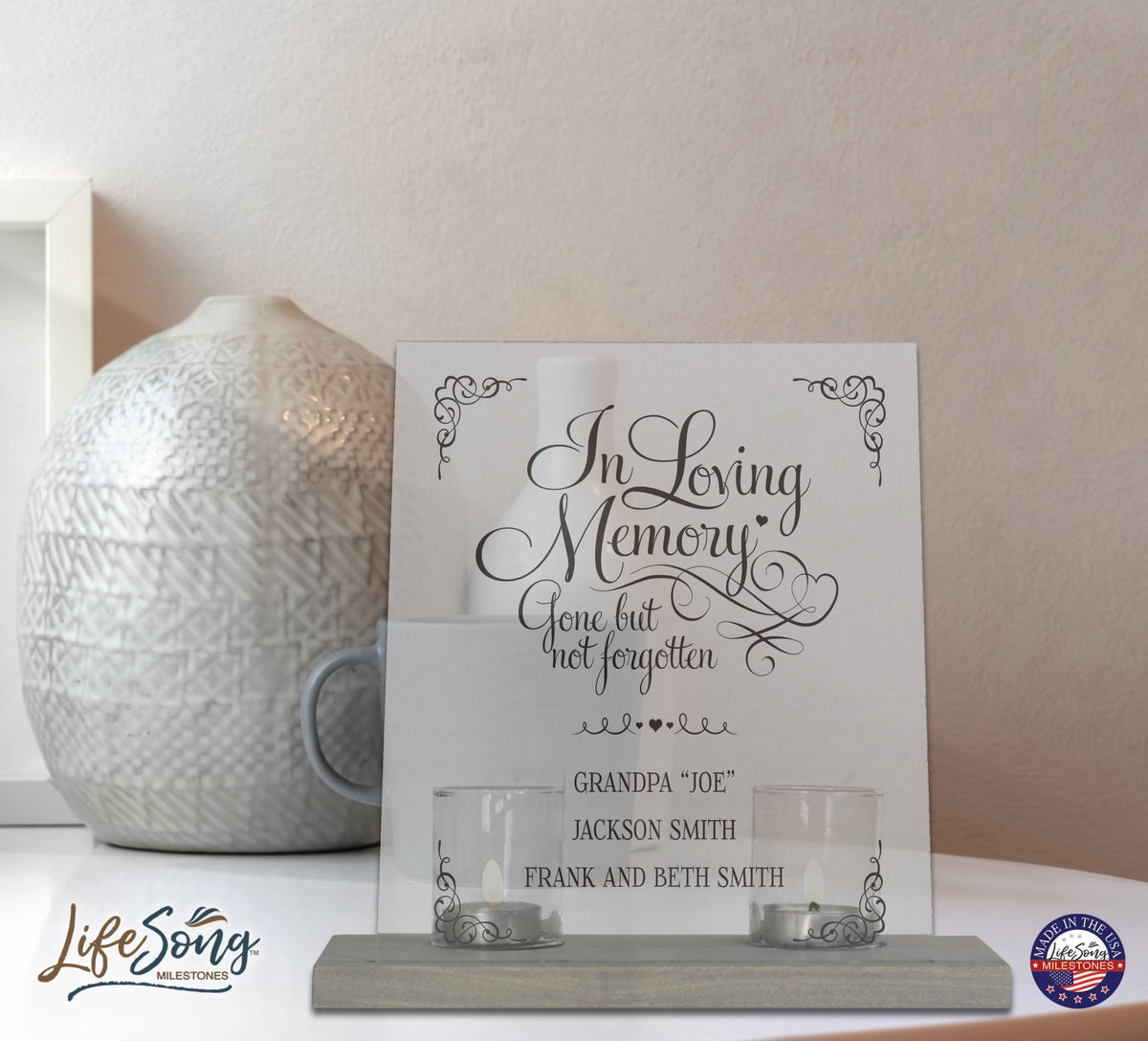 Memorial Candle Holder Gift Table Sign For Loss of Loved One