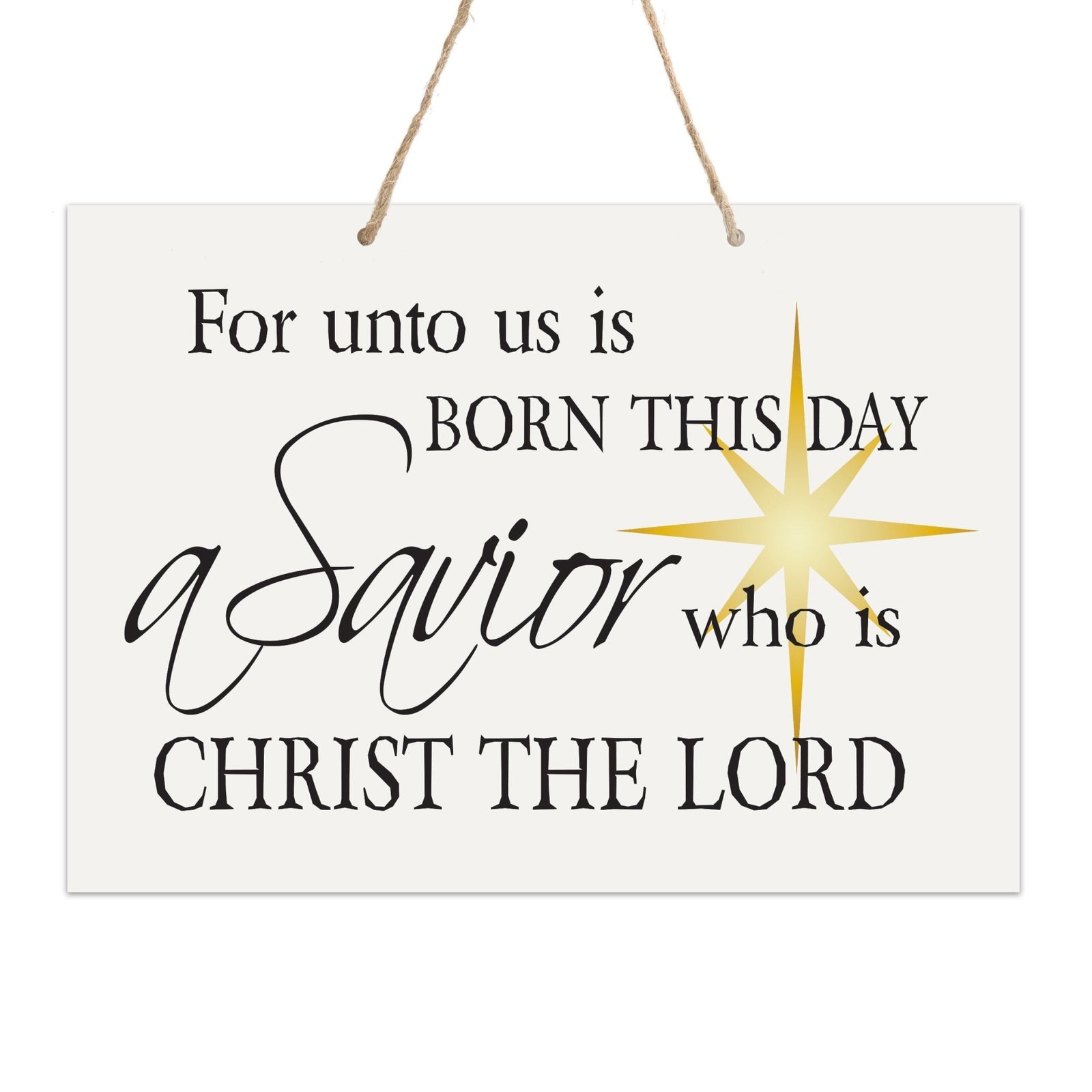 Merry Christmas Wall Hanging Sign - For Unto Us - LifeSong Milestones