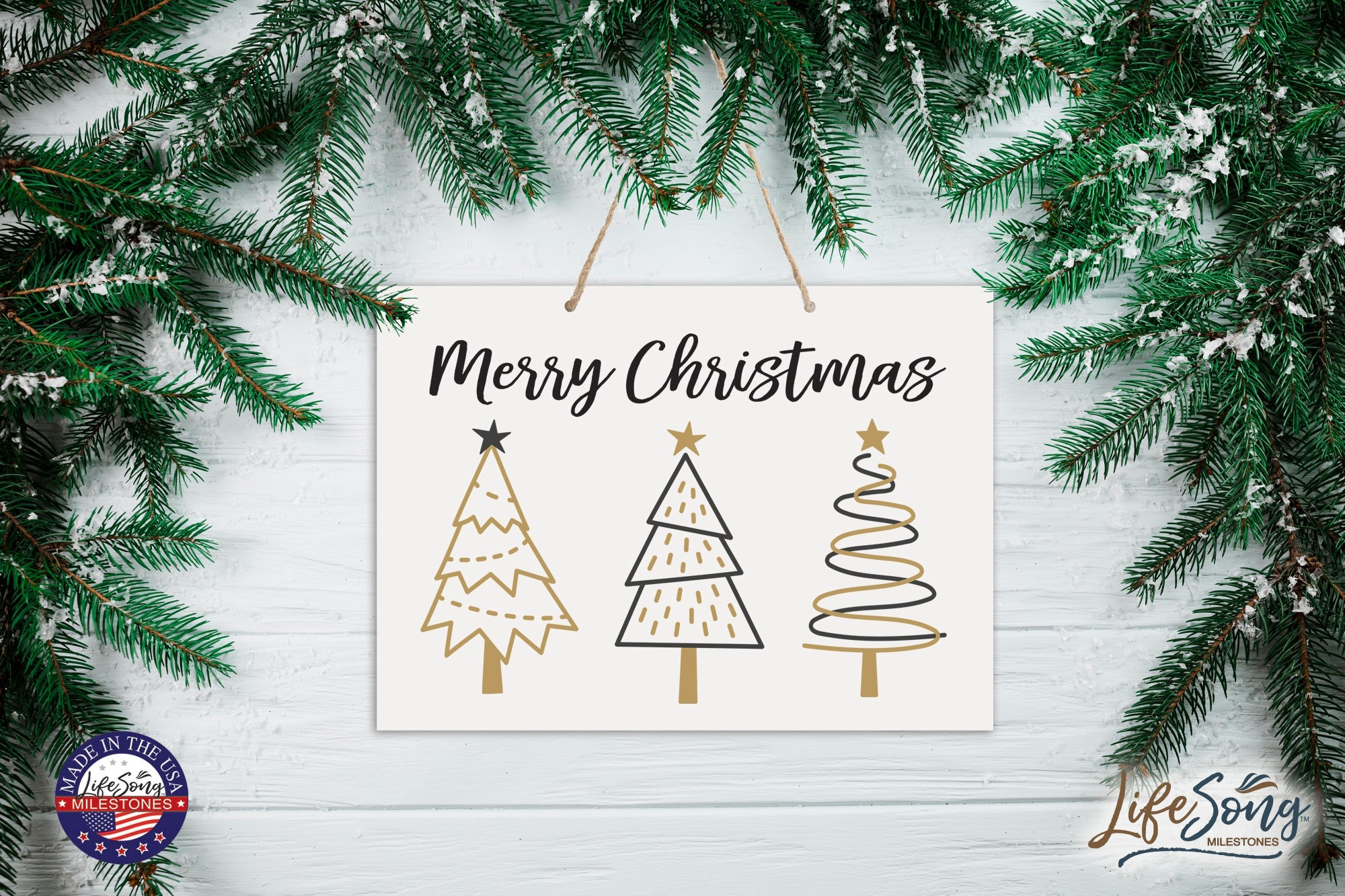 Merry Christmas Wall Hanging Sign - Merry Christmas Tree - LifeSong Milestones