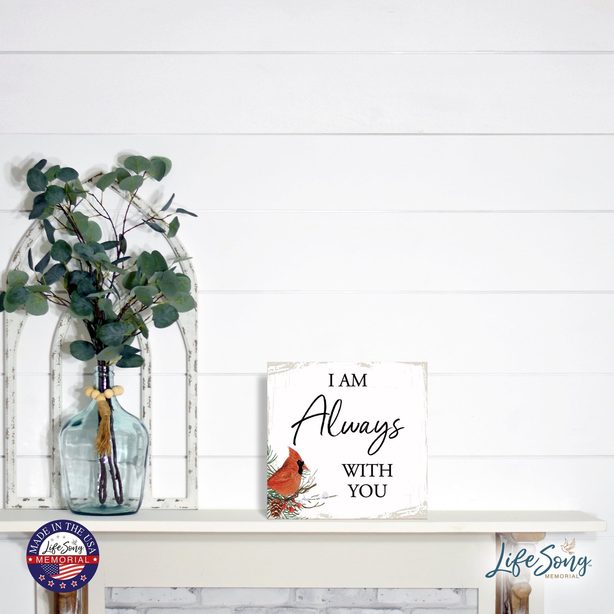 Modern CHRISTMAS 6x6 Wooden Sign (I am Always With You) Inspirational Plaque and Tabletop Family Home Decoration - LifeSong Milestones