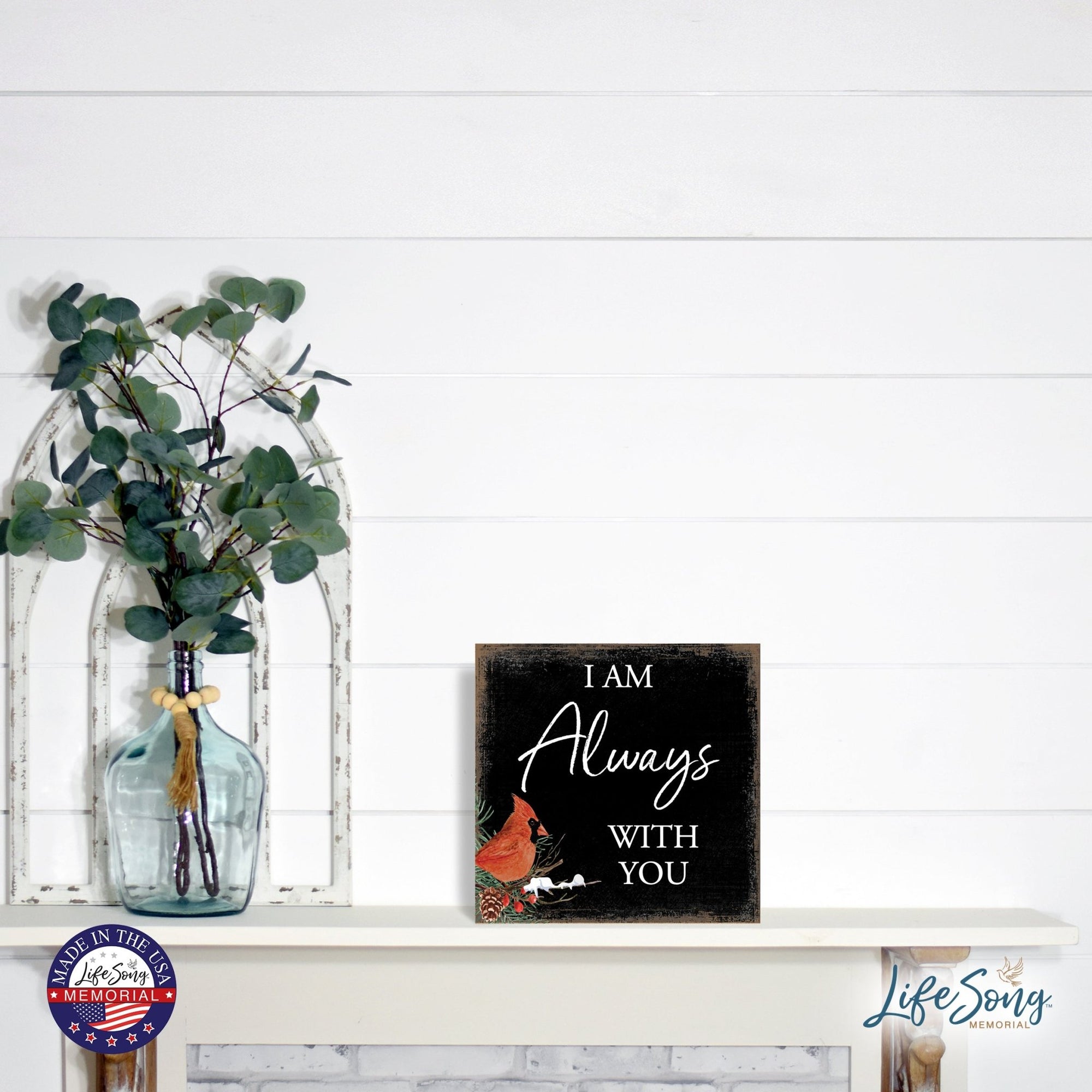 Modern CHRISTMAS 6x6 Wooden Sign (I am Always With You) Inspirational Plaque and Tabletop Family Home Decoration - LifeSong Milestones