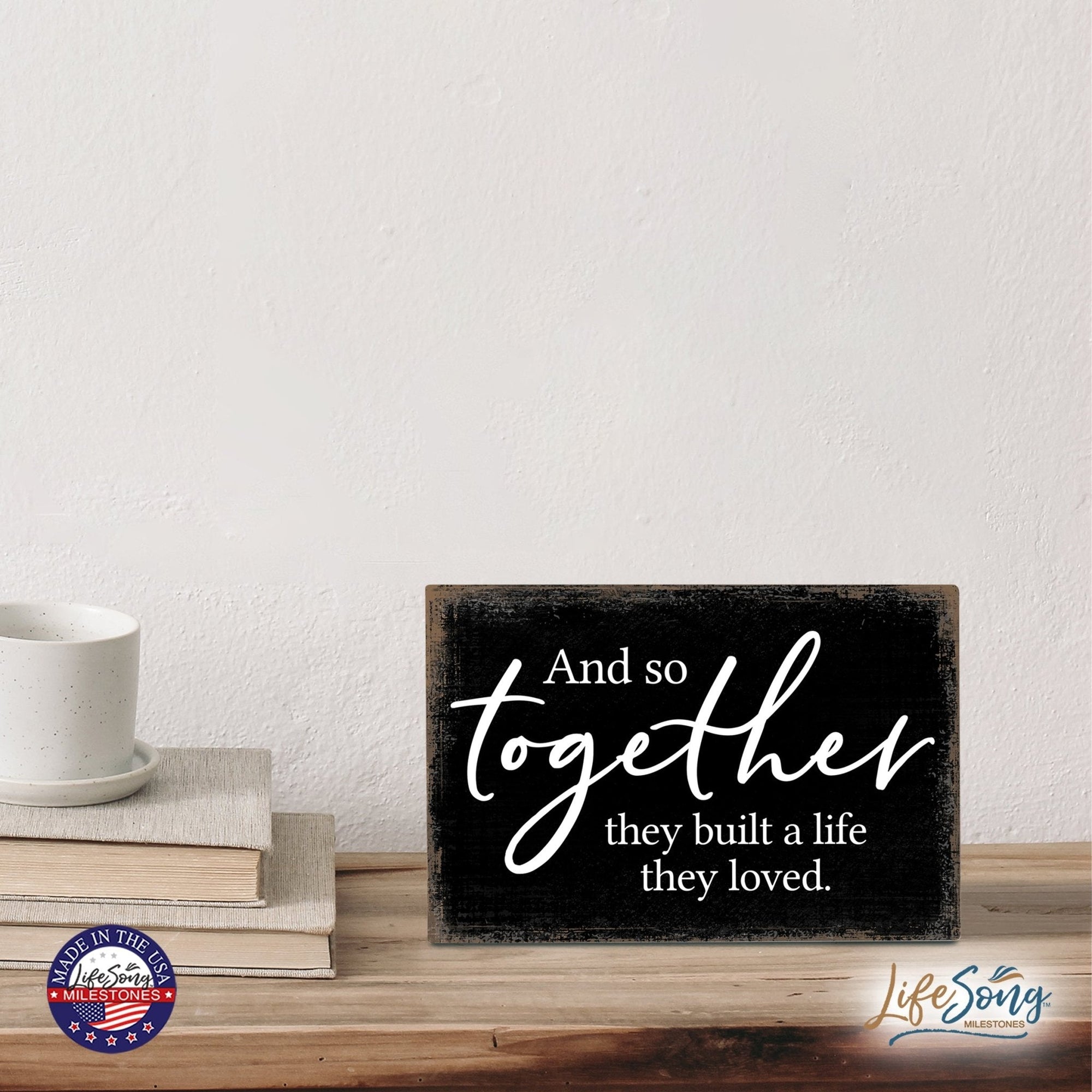 Modern Inspirational 5.5x8in Wooden Plaque Family And Home Tabletop Decor - And So Together - LifeSong Milestones