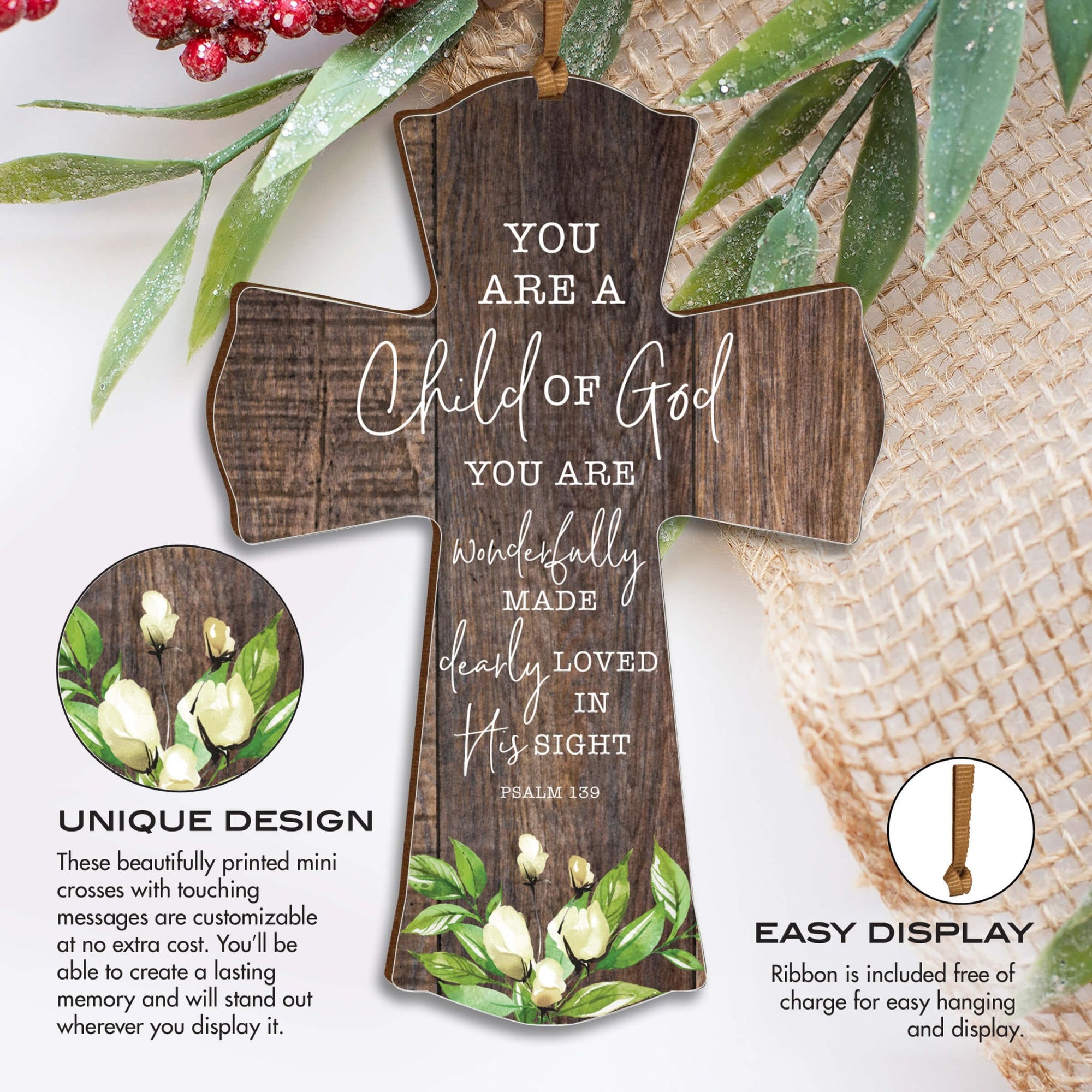 Modern Inspirational Wooden Mini Cross - LifeSong Milestones