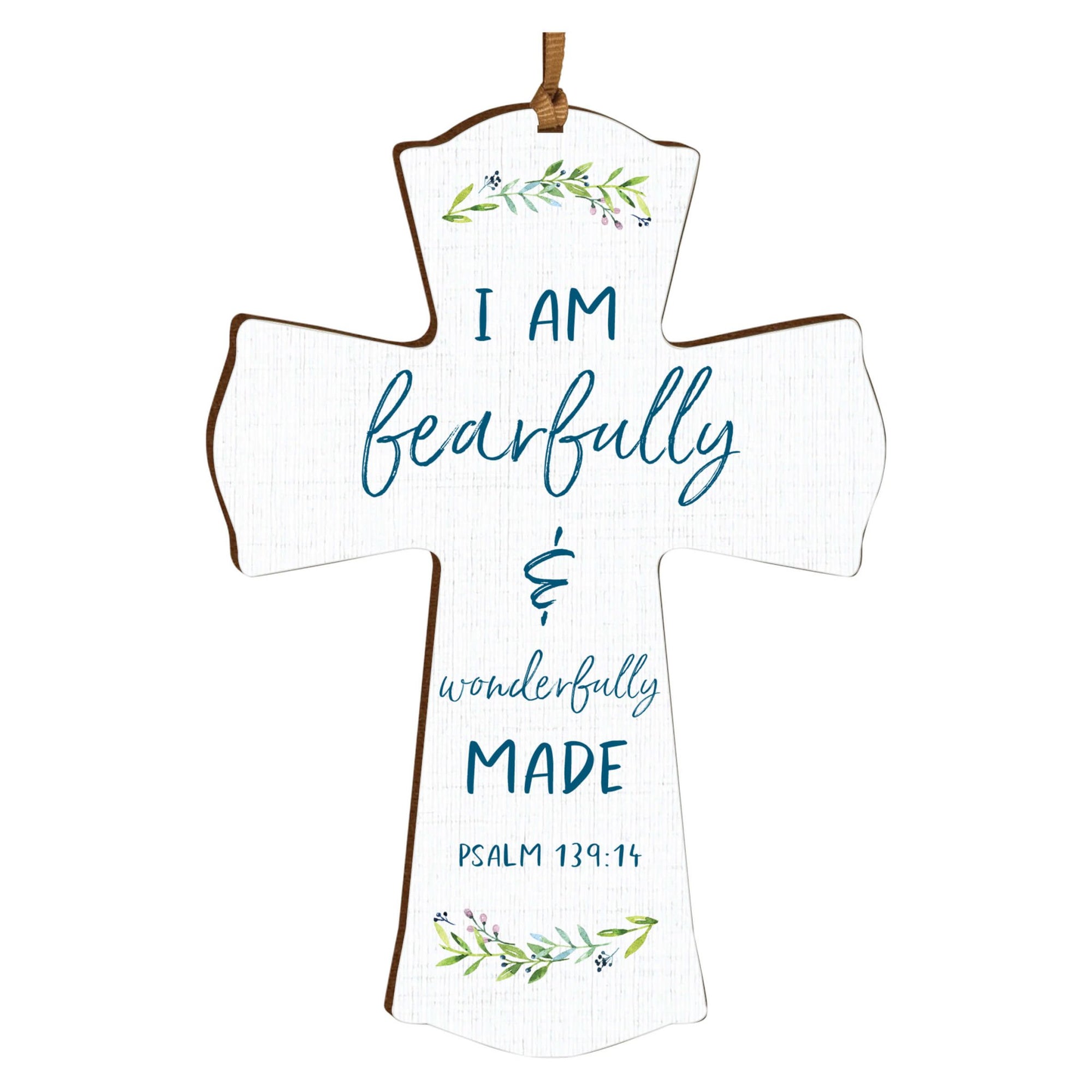 Modern Inspirational Wooden Mini Cross - I Am Fearfully - LifeSong Milestones