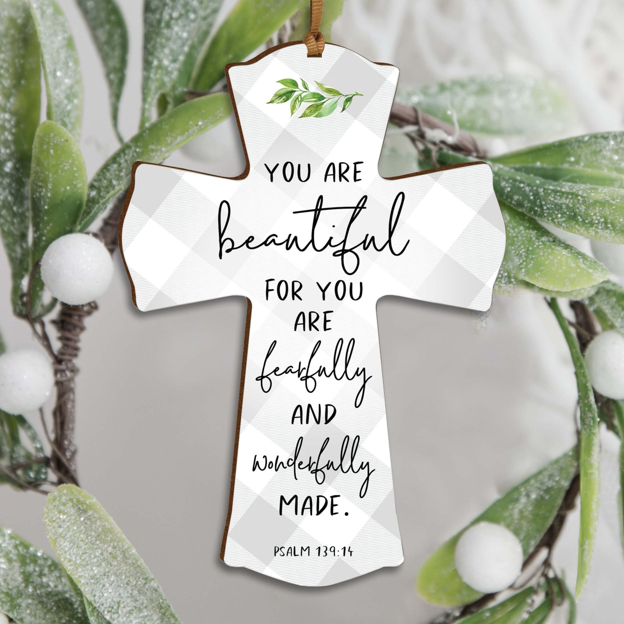 Modern Inspirational Wooden Mini Cross - You Are Beautiful - LifeSong Milestones