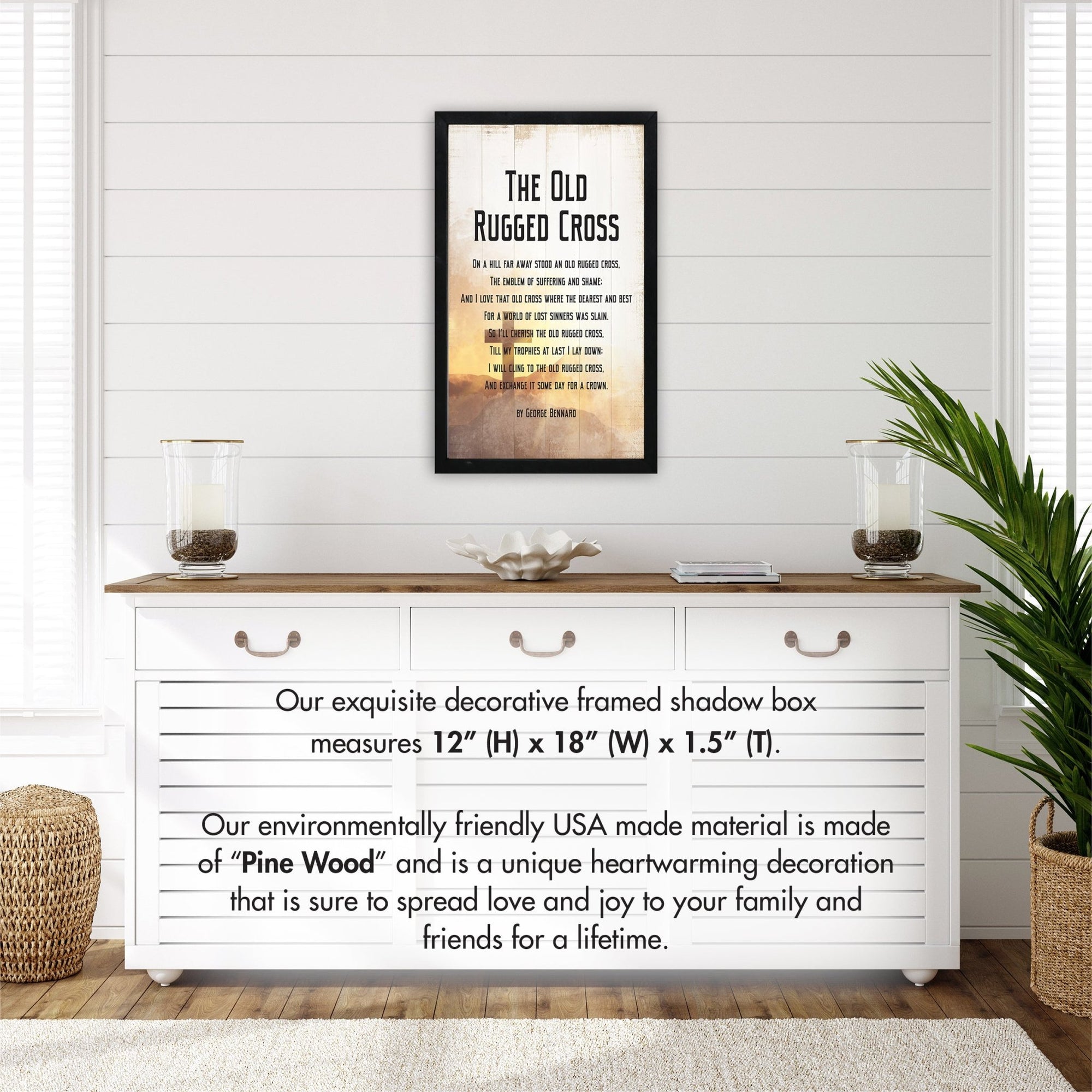 Modern-Inspired Framed Shadow Box For Home & Gift Ideas - The Old Rugged Cross - LifeSong Milestones