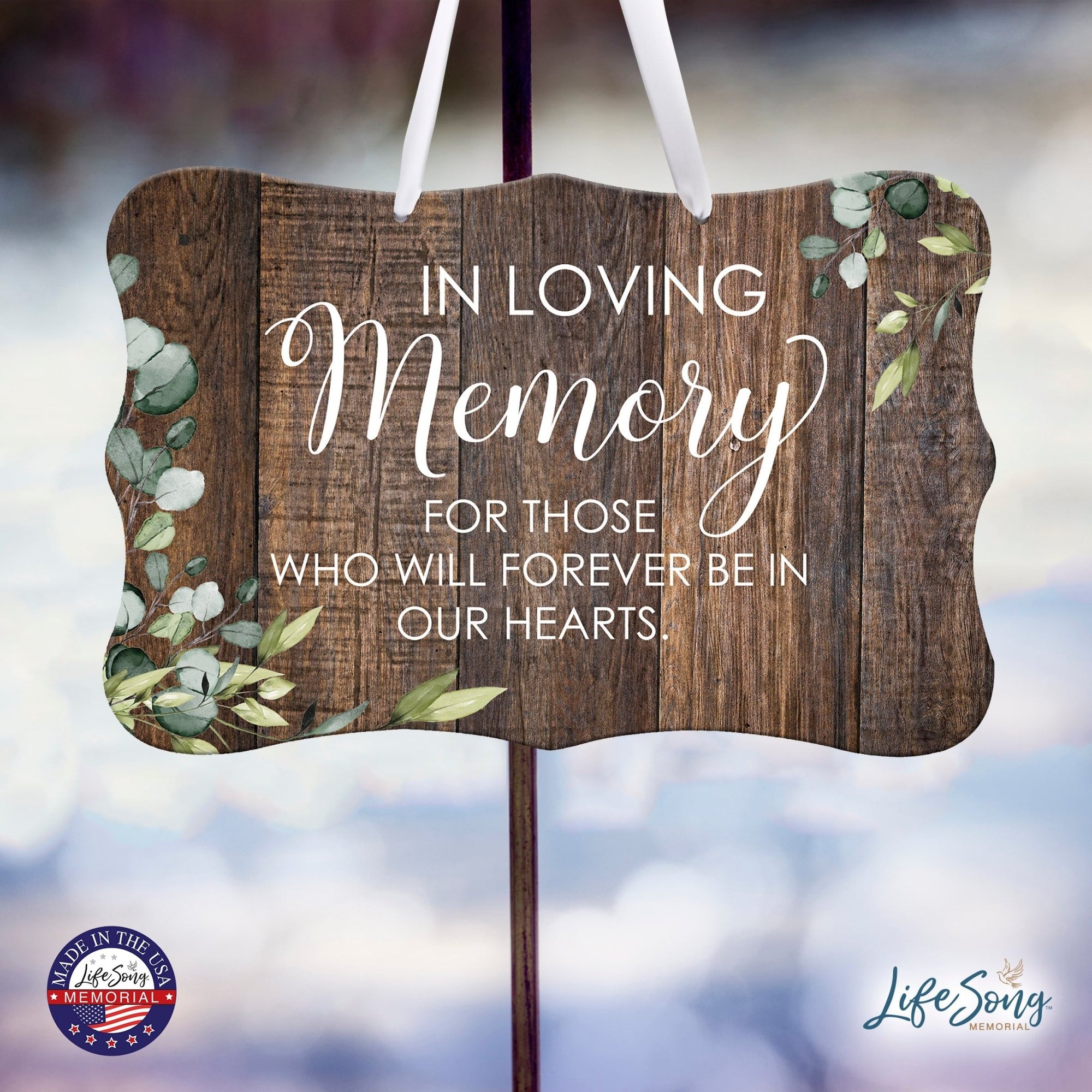 Modern Memorial Wooden 8x12 Hanging Ribbon Sign Wall Art – In Loving Memory - LifeSong Milestones