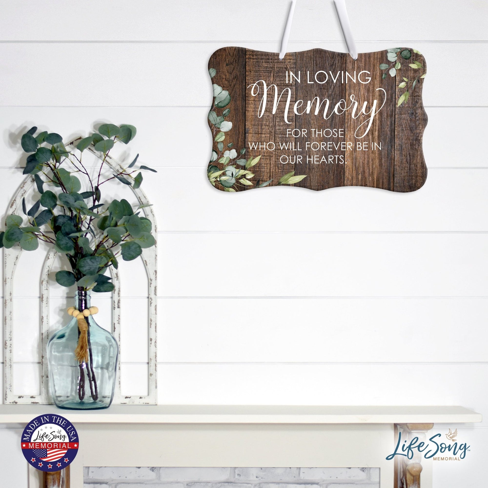 Modern Memorial Wooden 8x12 Hanging Ribbon Sign Wall Art – In Loving Memory - LifeSong Milestones