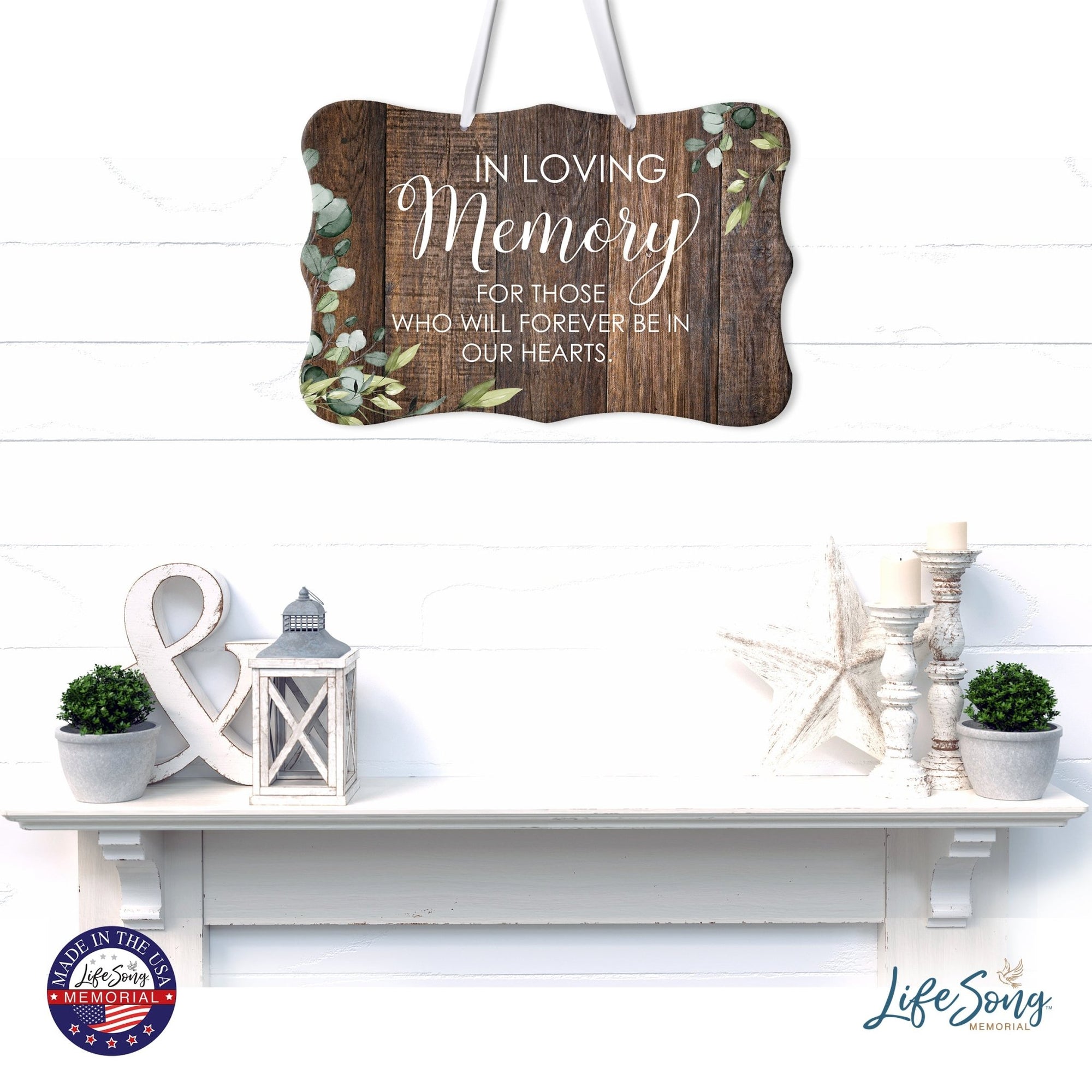 Modern Memorial Wooden 8x12 Hanging Ribbon Sign Wall Art – In Loving Memory - LifeSong Milestones