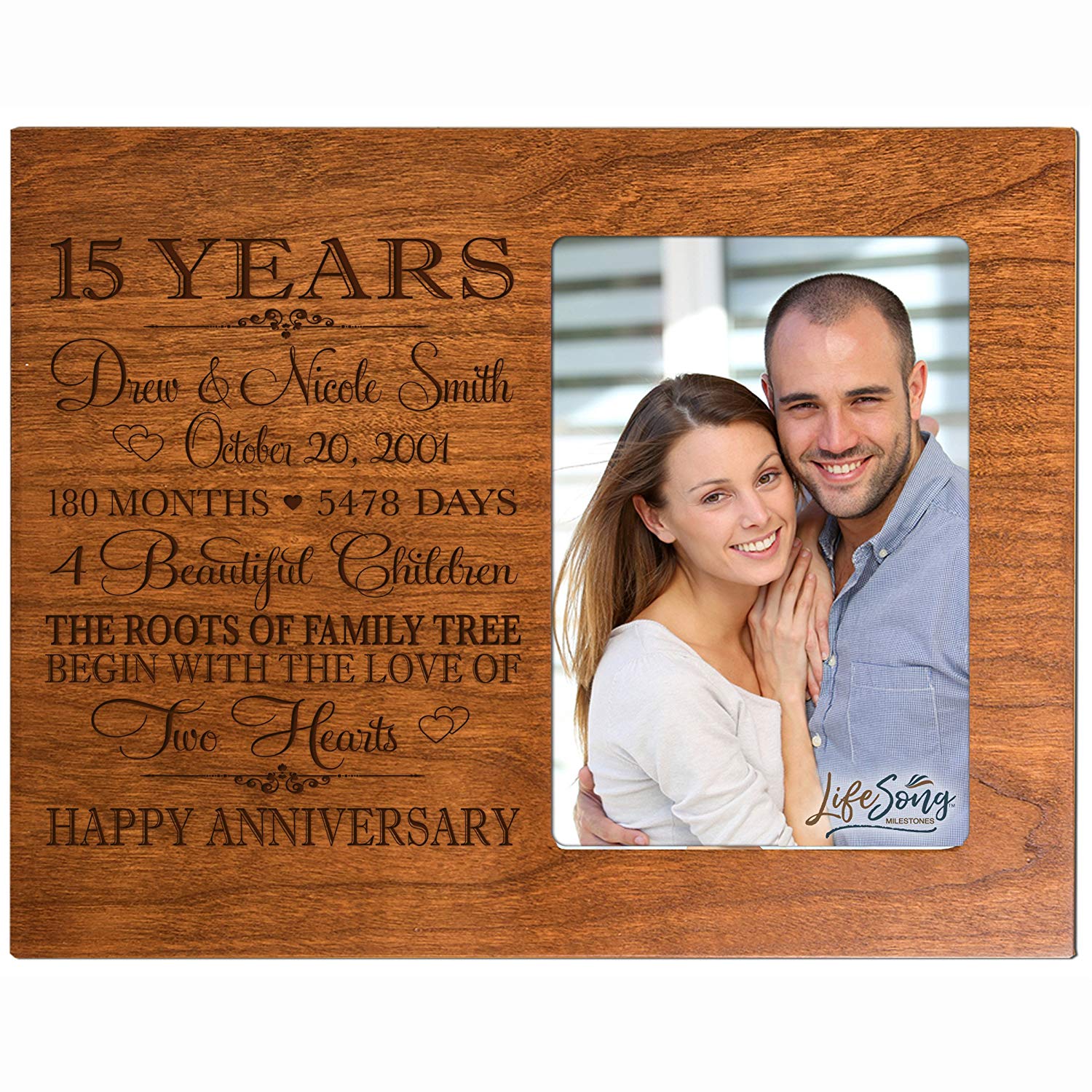 Lifesong Milestones Personalized Fifteen Year for Her Him Couple Custom Engraved Wedding Gift for Husband Wife Girlfriend Boyfriend Photo Frame