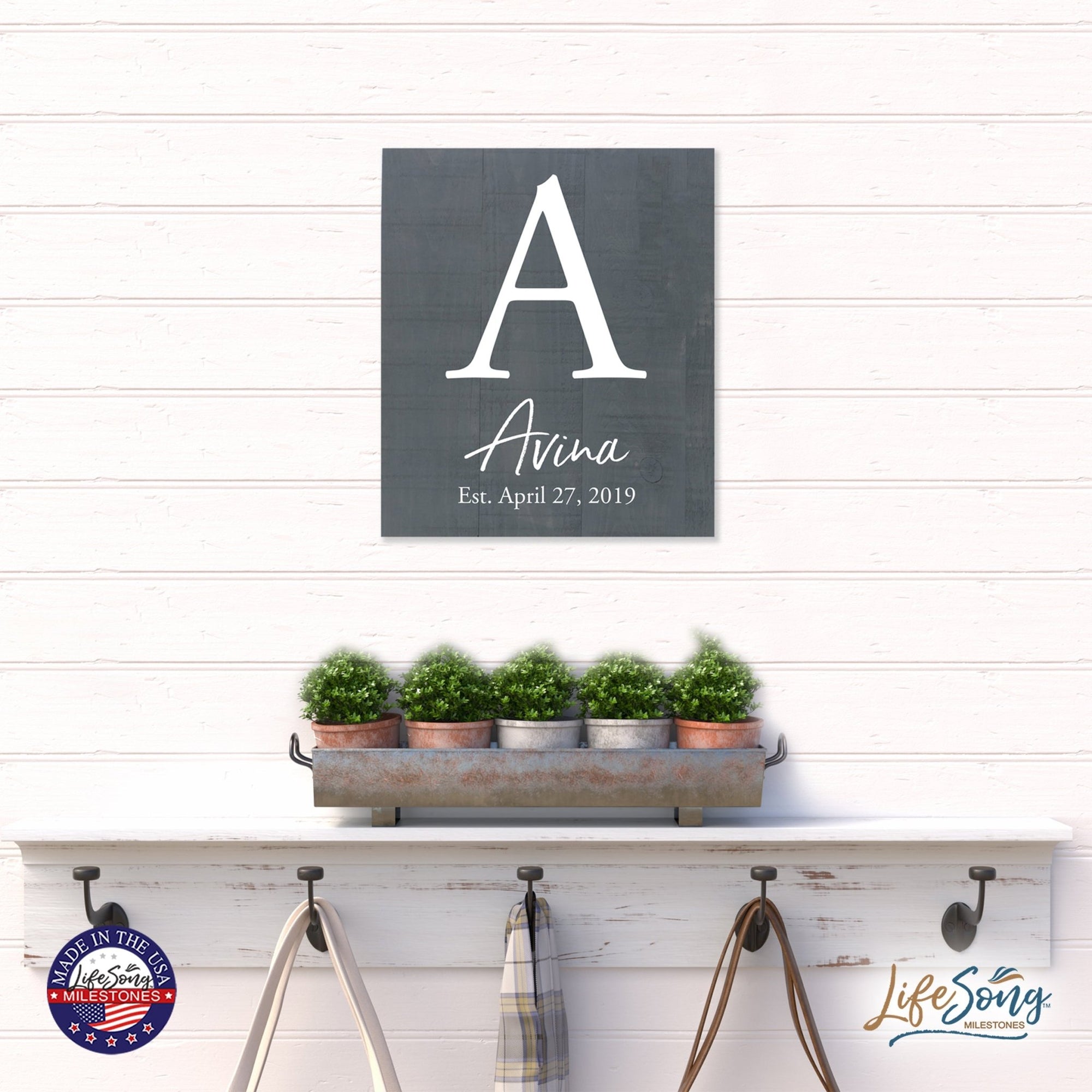 Personalized 18x21 Modern Family Established Wooden Pallet Wall Art Home Decoration - The Avina - LifeSong Milestones