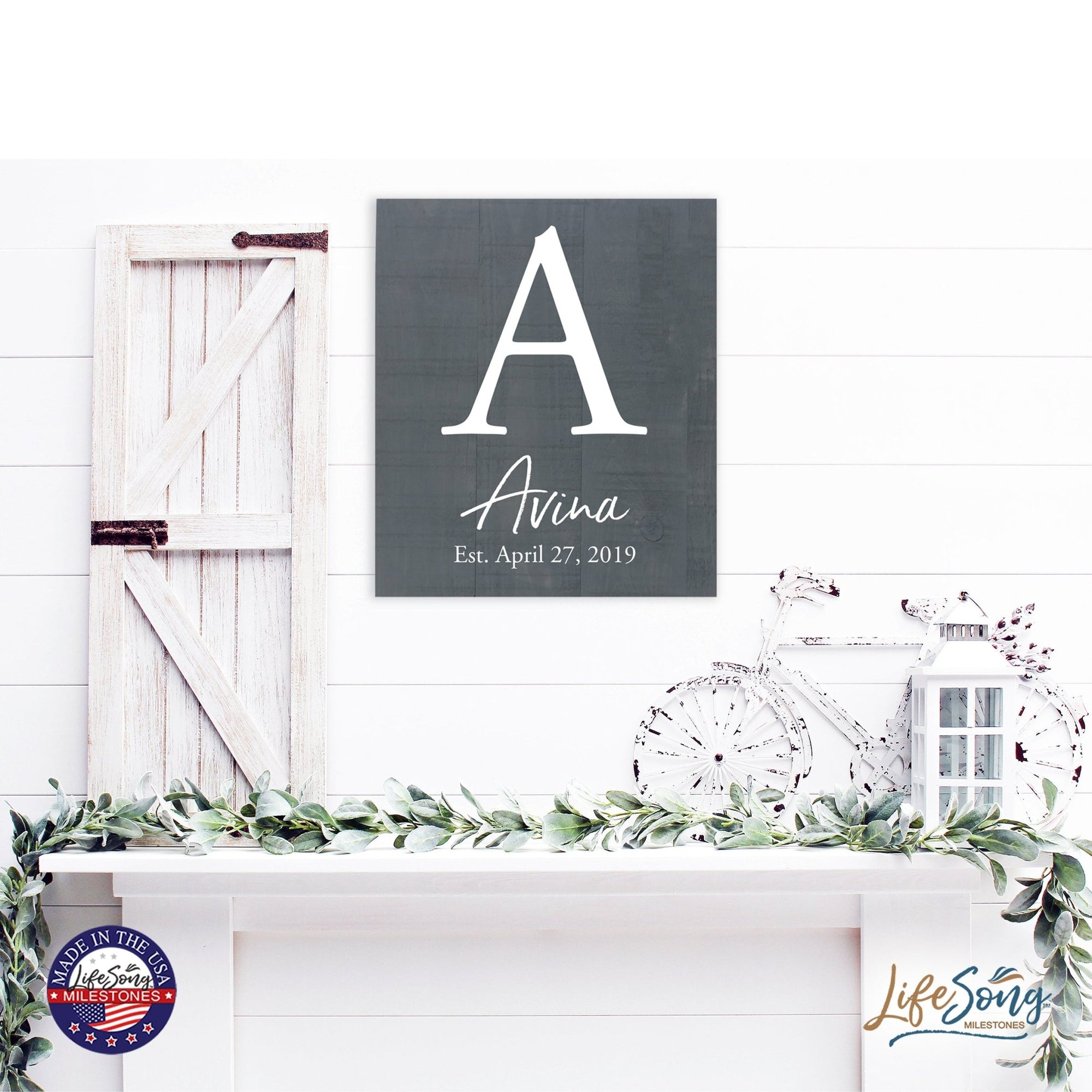 Personalized 18x21 Modern Family Established Wooden Pallet Wall Art Home Decoration - The Avina - LifeSong Milestones