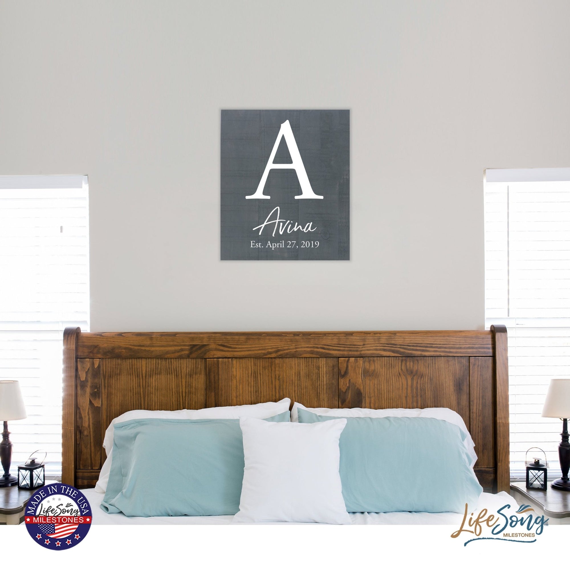 Personalized 18x21 Modern Family Established Wooden Pallet Wall Art Home Decoration - The Avina - LifeSong Milestones