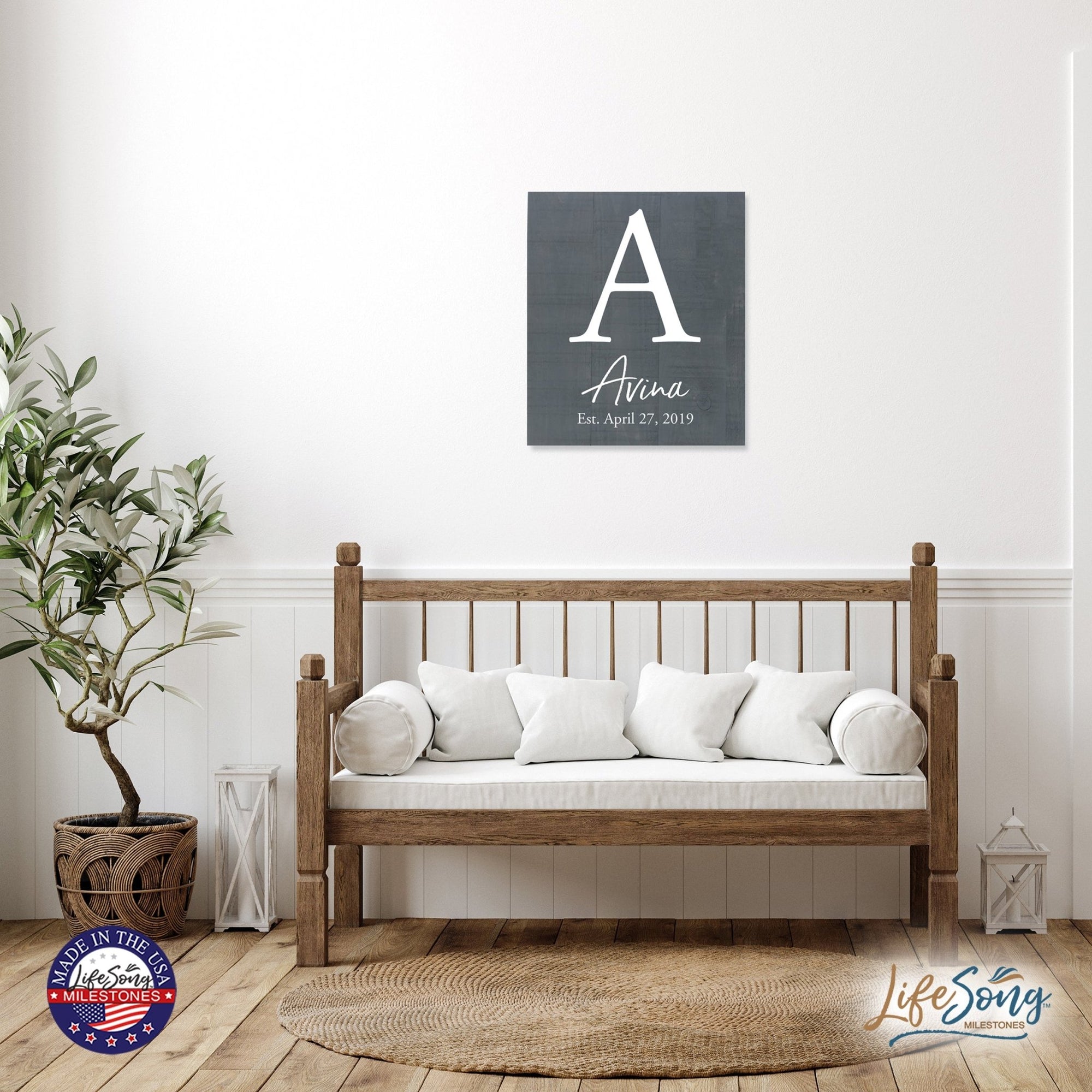Personalized 18x21 Modern Family Established Wooden Pallet Wall Art Home Decoration - The Avina - LifeSong Milestones